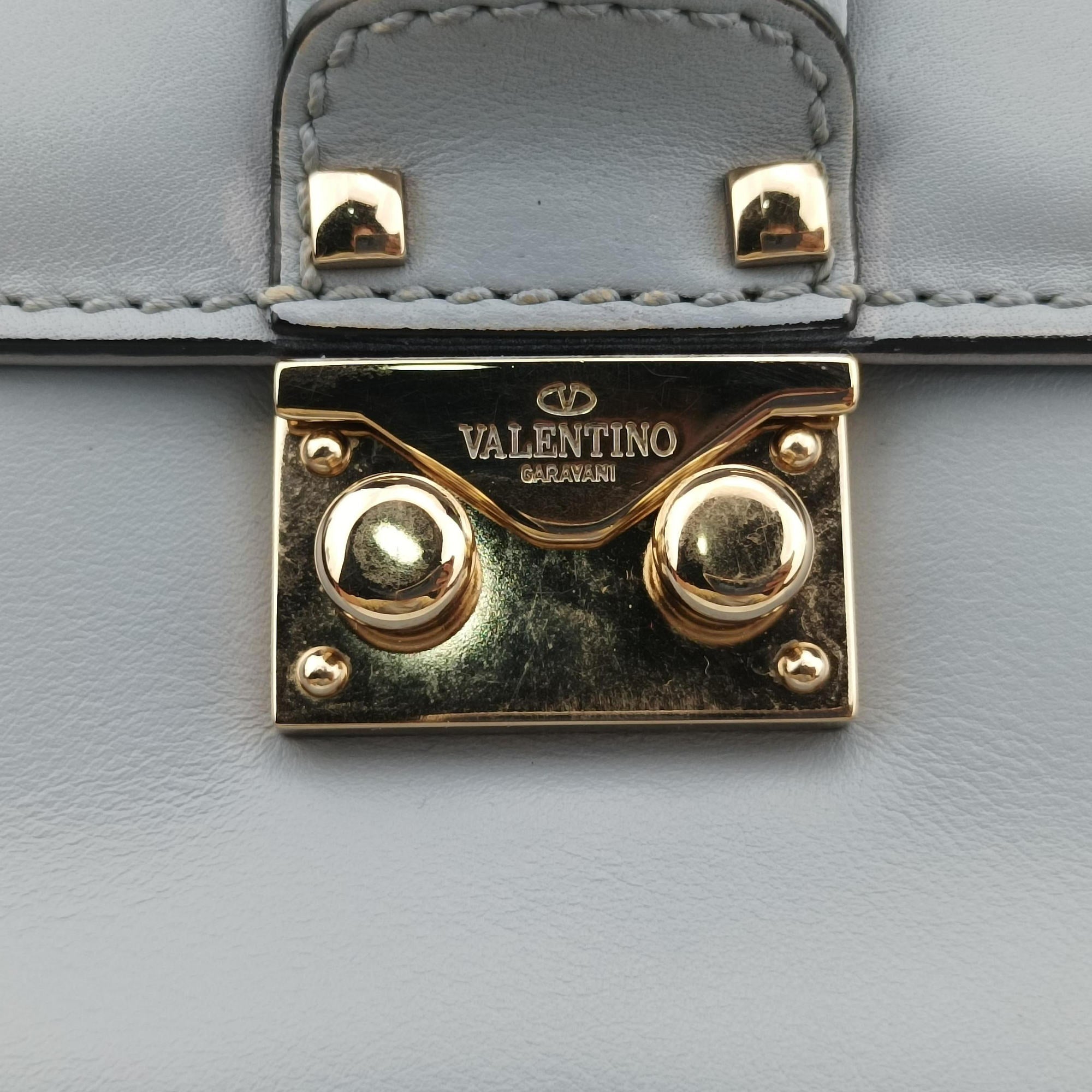 Vintage Valentino Rockstud　Glam Lock Grey Leather  shoulderbag | stylenewstar