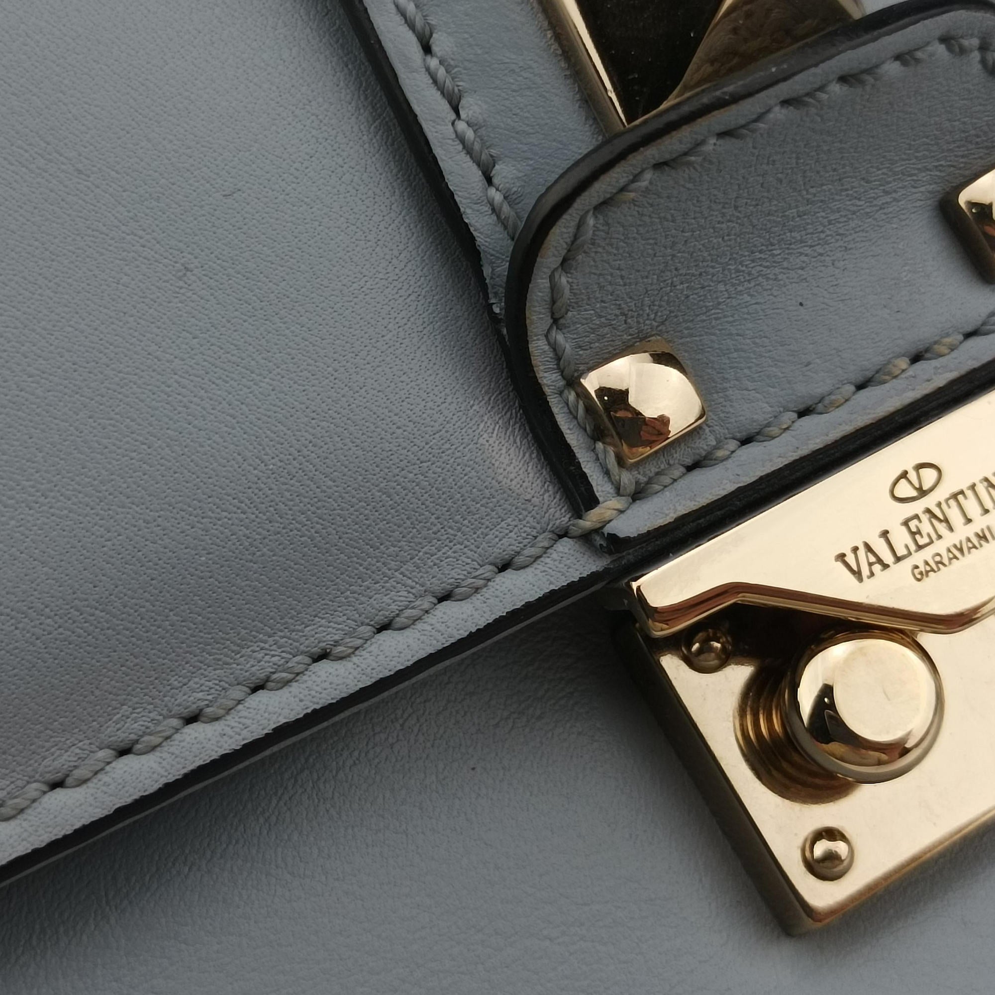 Vintage Valentino Rockstud　Glam Lock Grey Leather  shoulderbag | stylenewstar