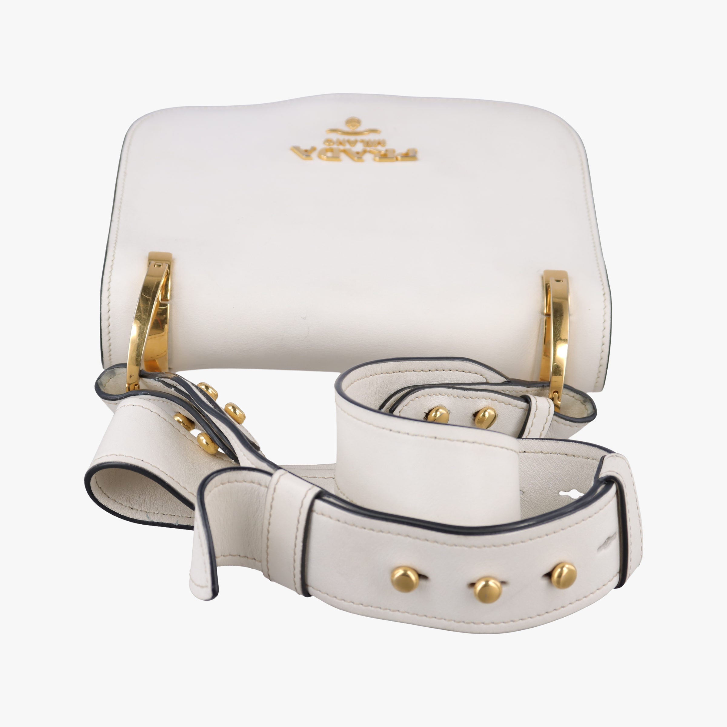 Pre-owned Prada pionniere White leather 1BD039 shoulderbag | stylenewstar