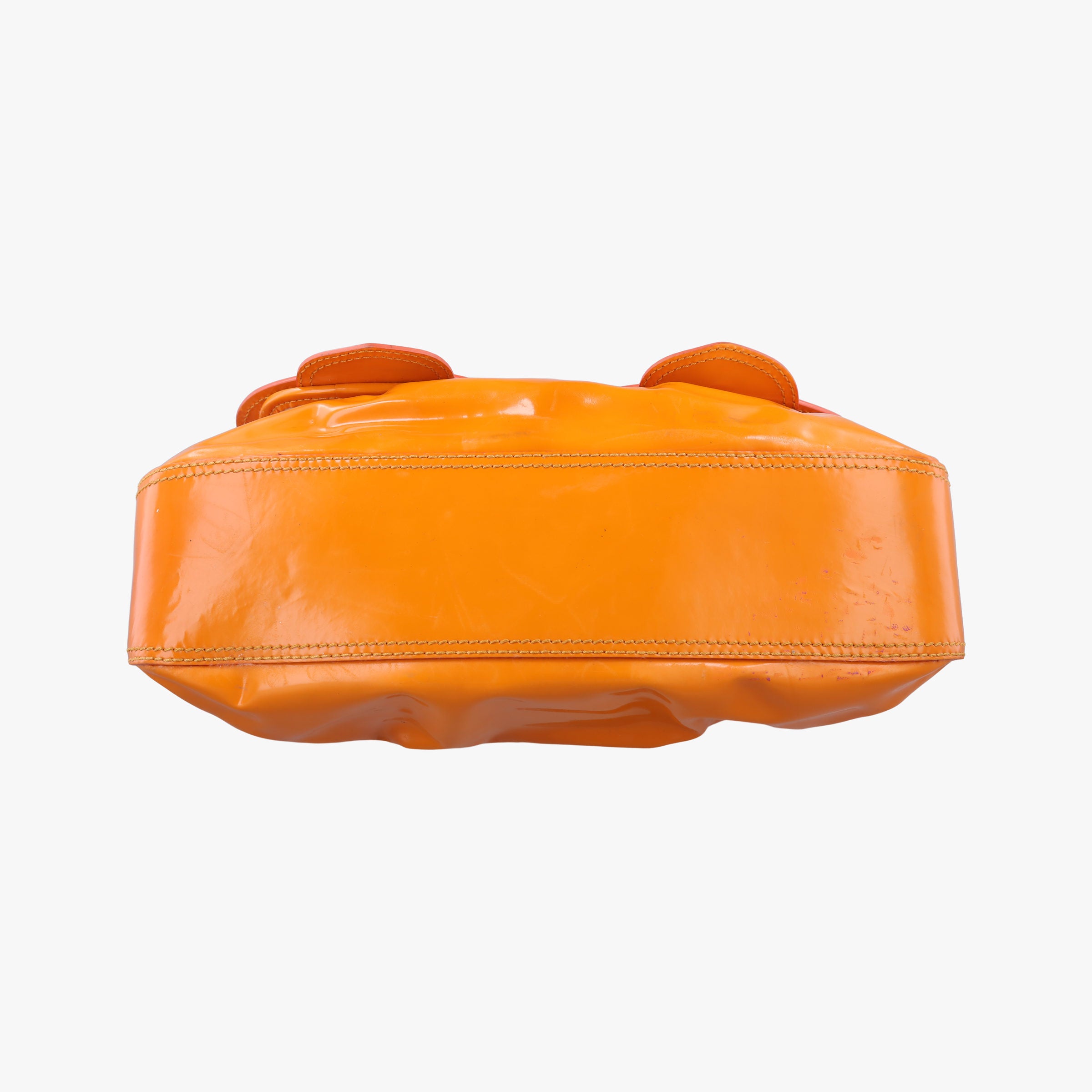 Pre-owned Fendi B Bag Orange Patent 8BN165 handbag | stylenewstar