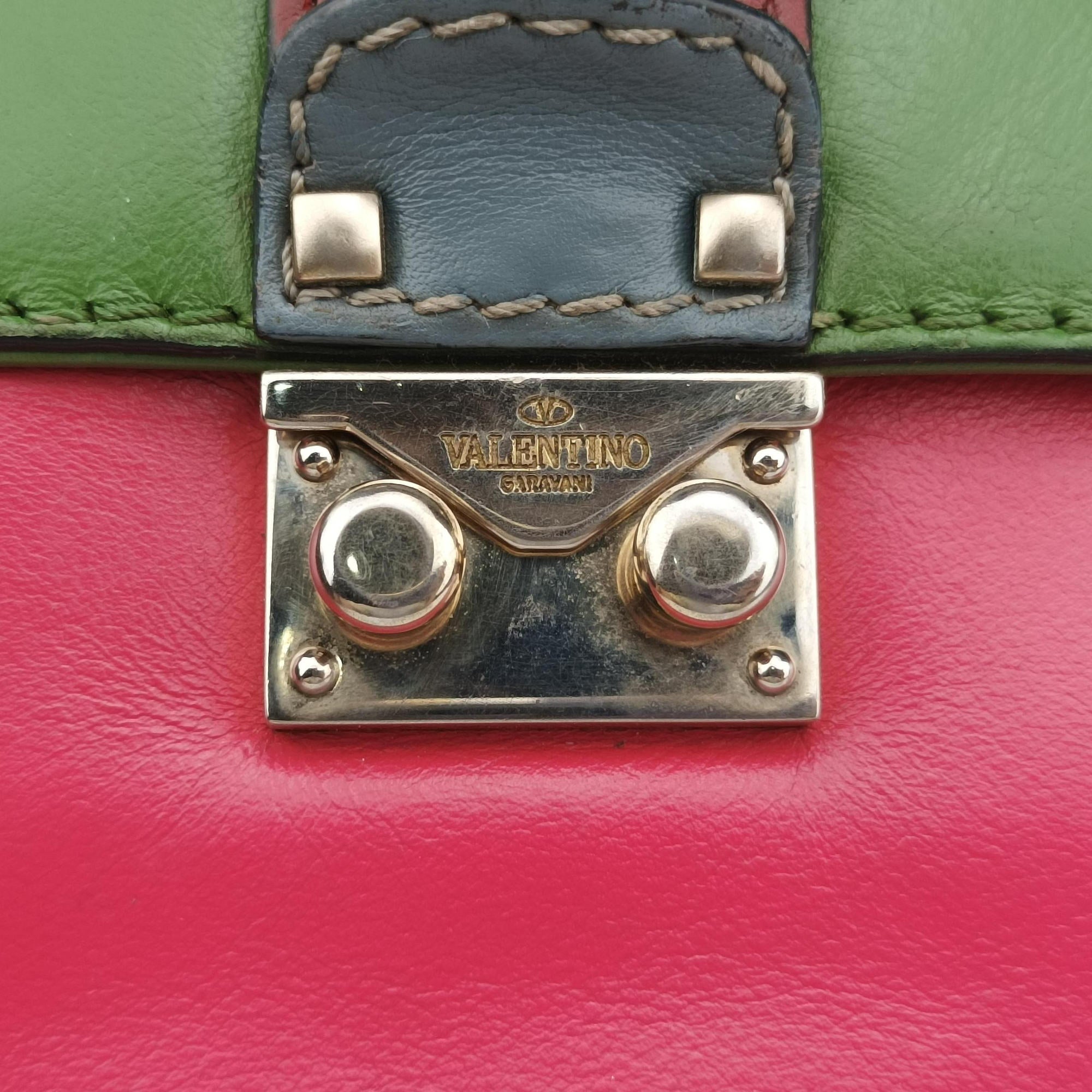 Secondhand Valentino Rockstud Glam Lock Multicolour Leather  shoulderbag | stylenewstar
