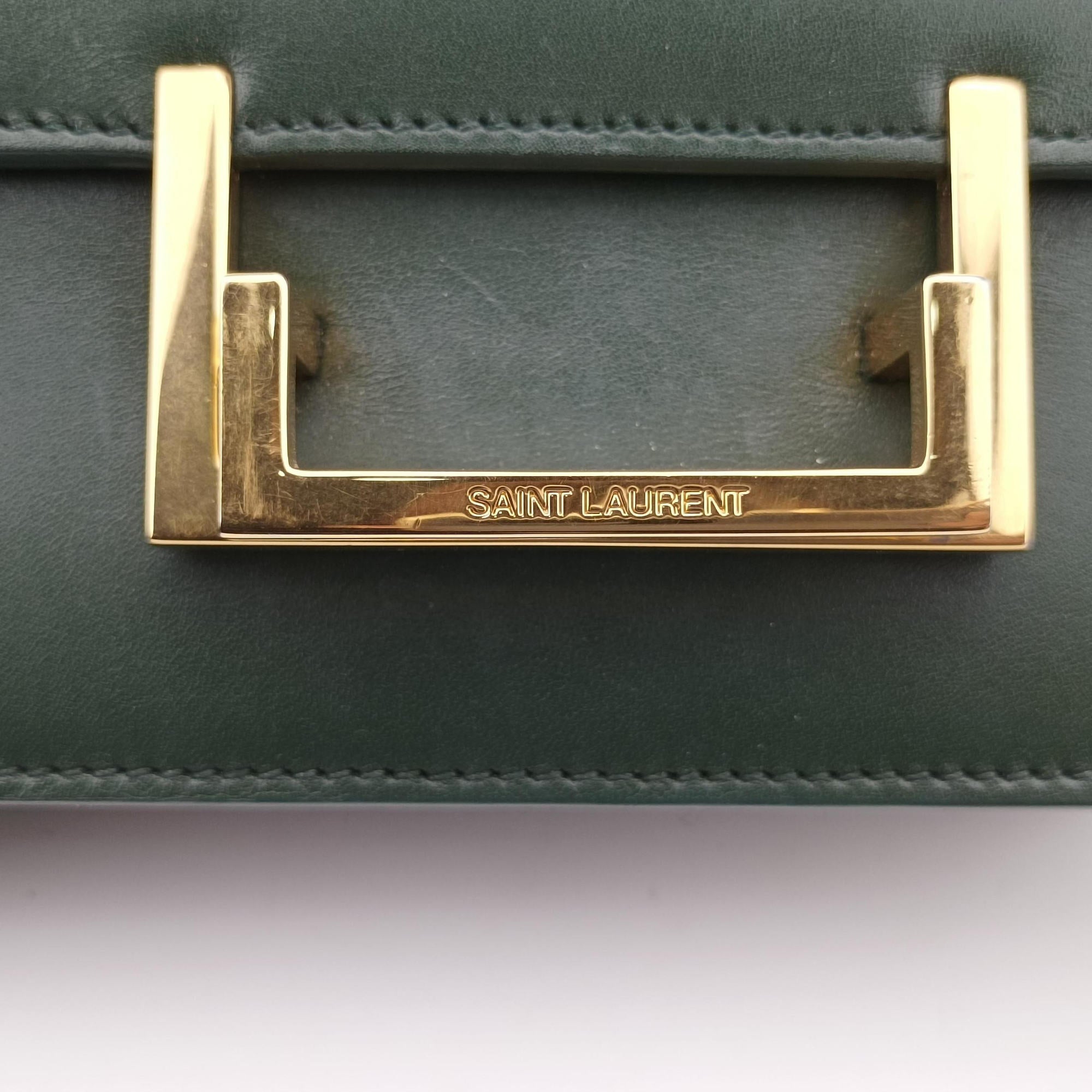 Pre-owned Yves Saint Laurent Classic Lulu Green Leather 318249 shoulderbag | stylenewstar