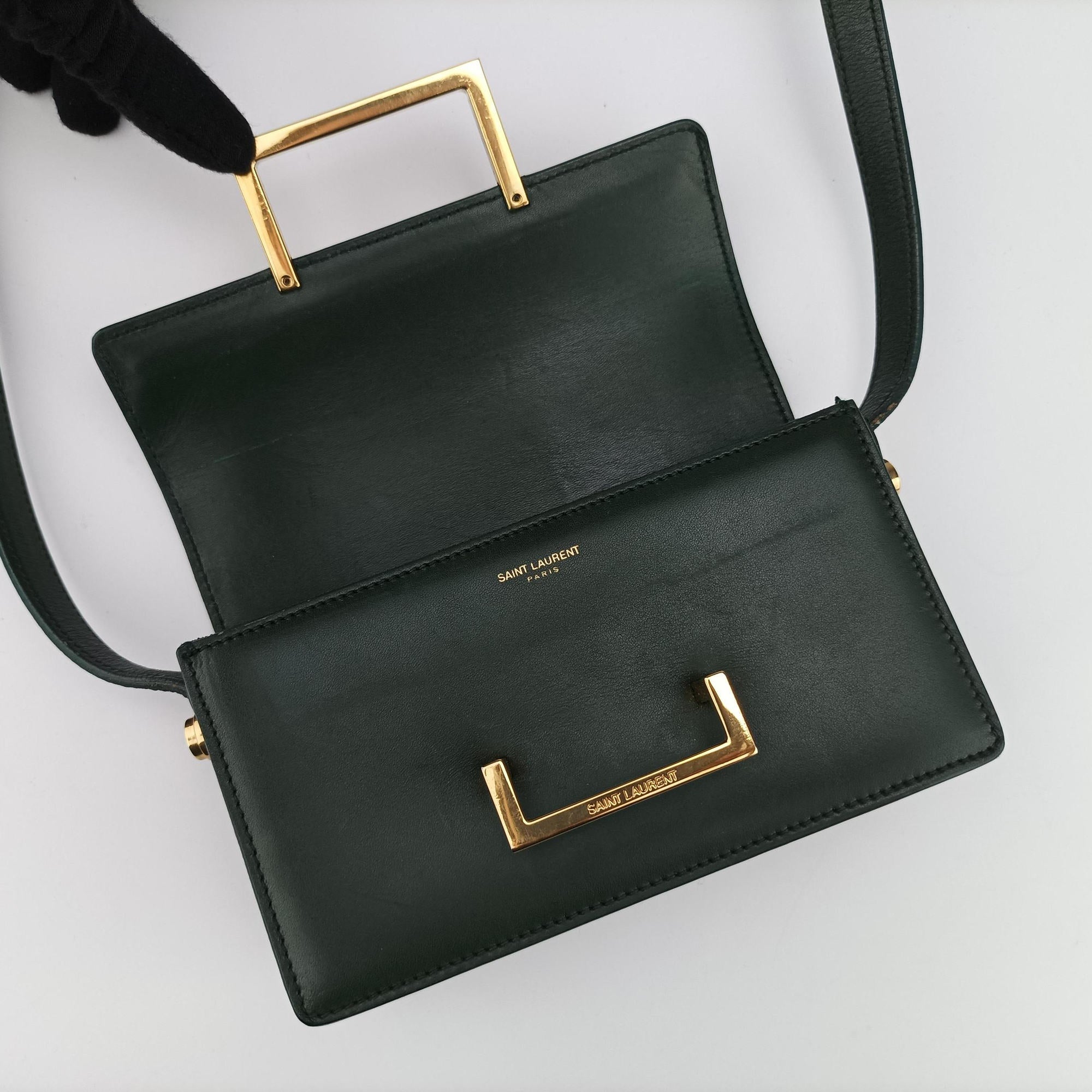 Pre-owned Yves Saint Laurent Classic Lulu Green Leather 318249 shoulderbag | stylenewstar