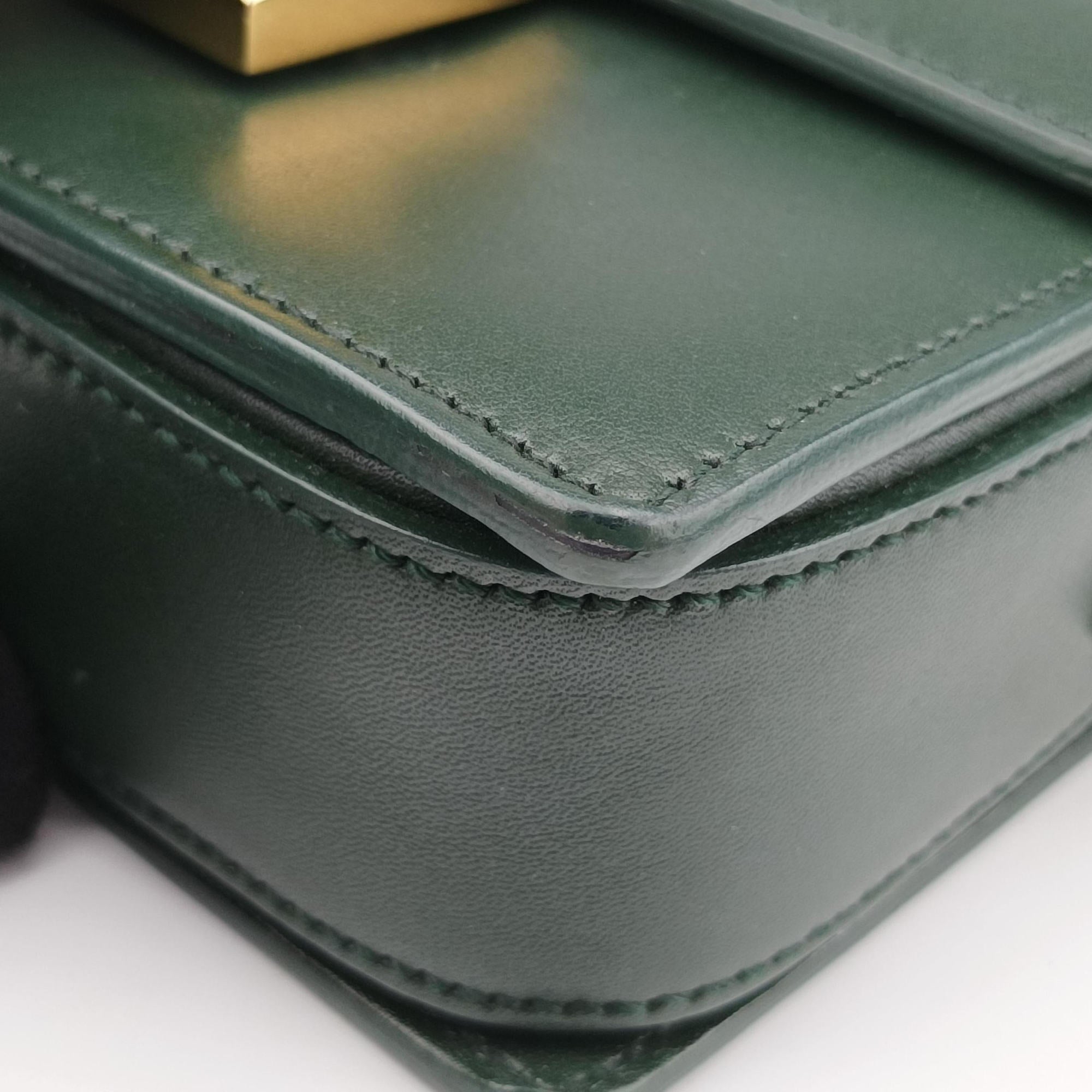 Pre-owned Yves Saint Laurent Classic Lulu Green Leather 318249 shoulderbag | stylenewstar