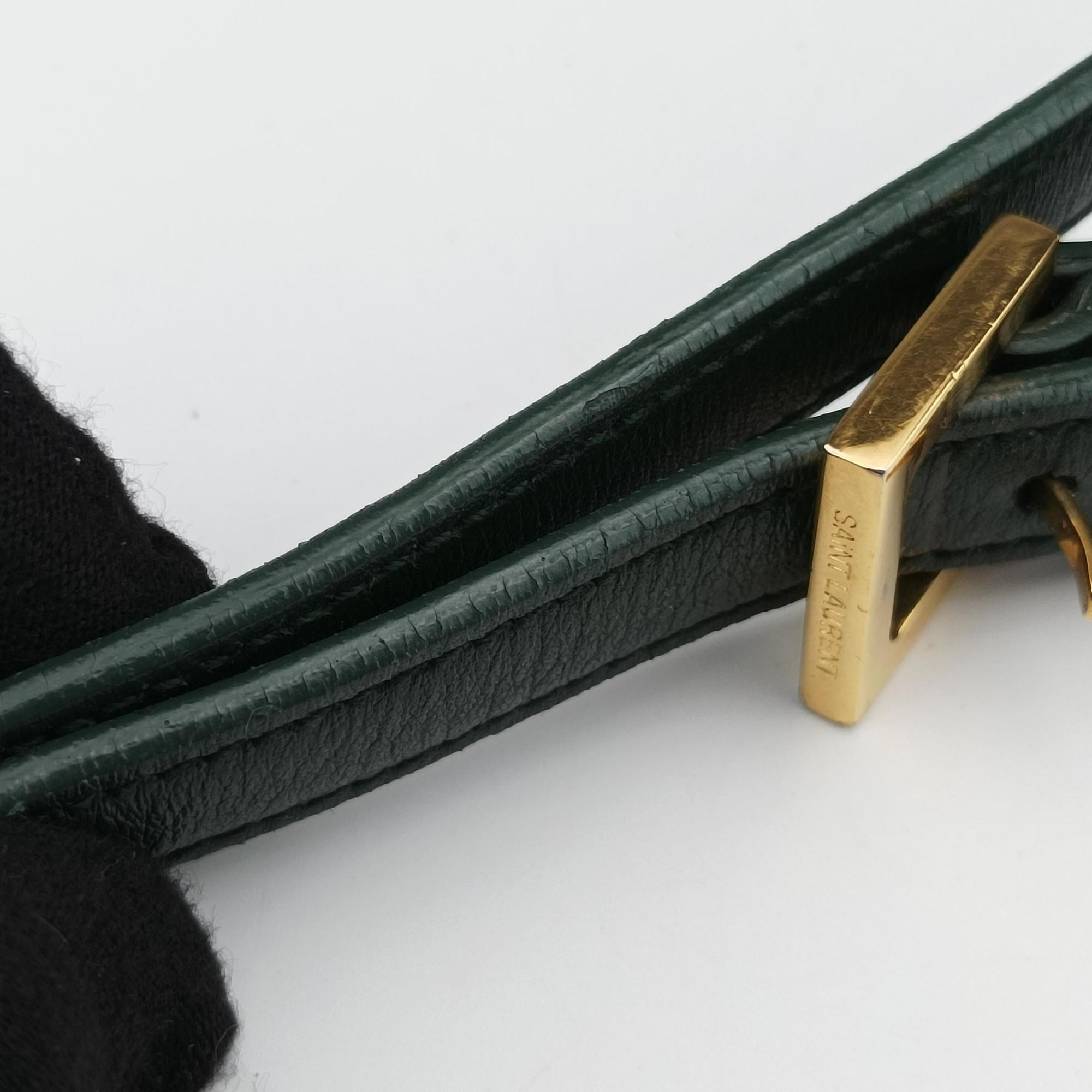 Pre-owned Yves Saint Laurent Classic Lulu Green Leather 318249 shoulderbag | stylenewstar