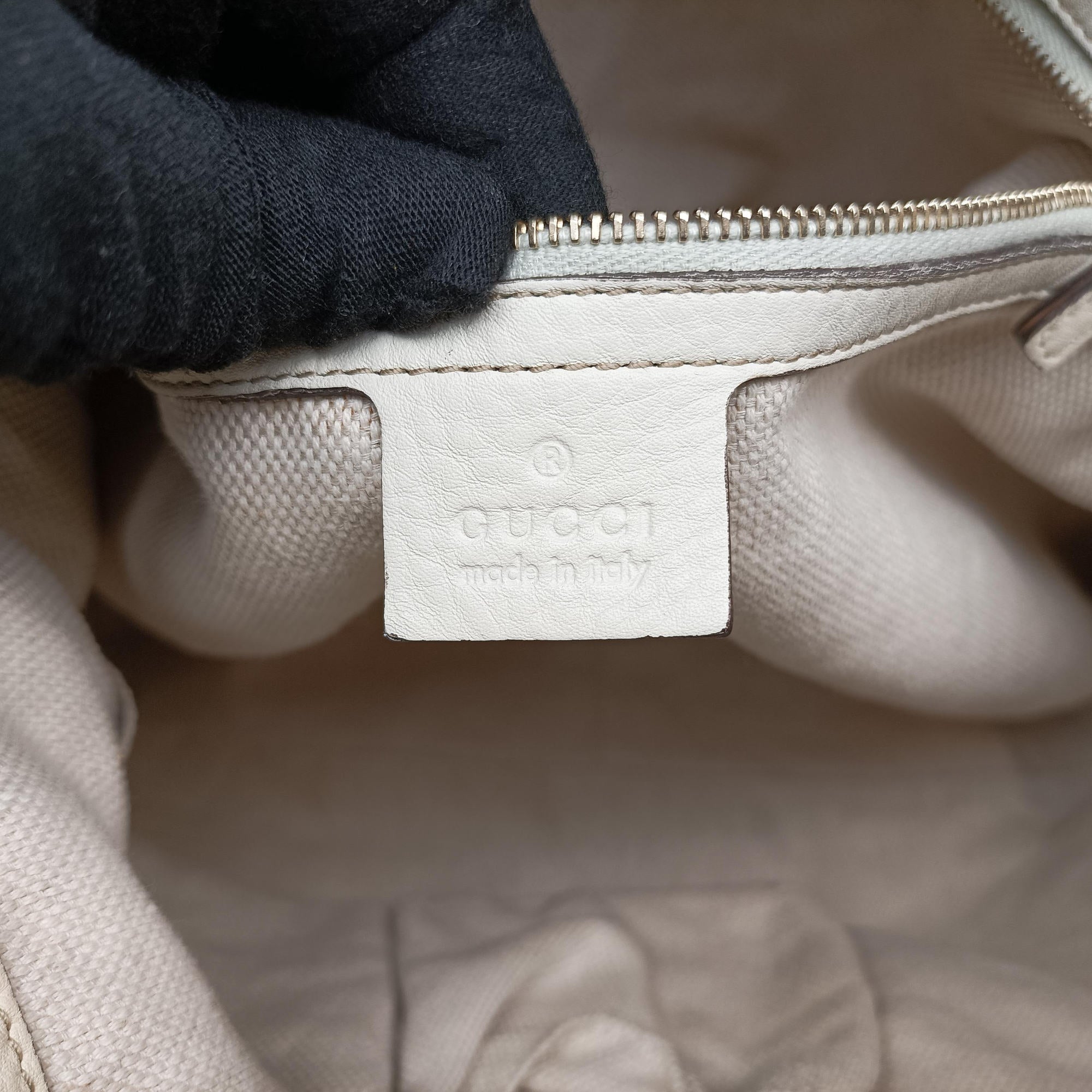 Pre-owned Gucci Bamboo Beige×White Canvas×Leather 282315 shoulderbag | stylenewstar