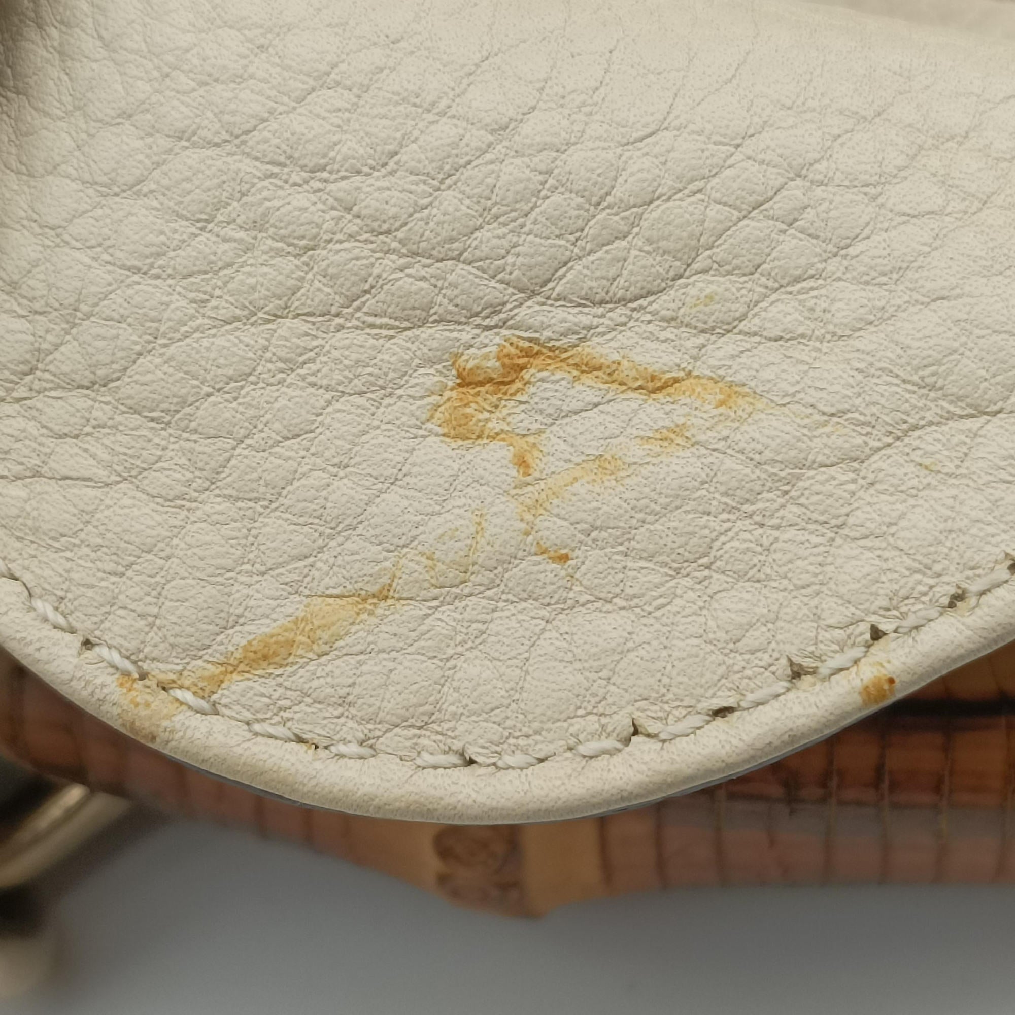 Pre-owned Gucci Bamboo Beige×White Canvas×Leather 282315 shoulderbag | stylenewstar