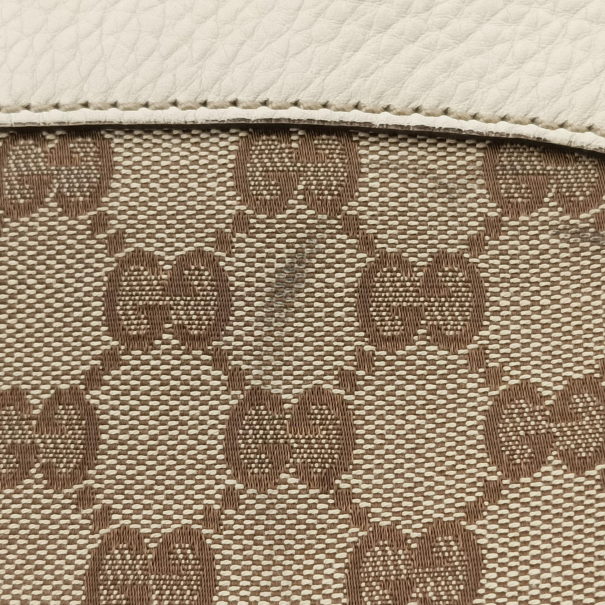 Pre-owned Gucci Bamboo Beige×White Canvas×Leather 282315 shoulderbag | stylenewstar
