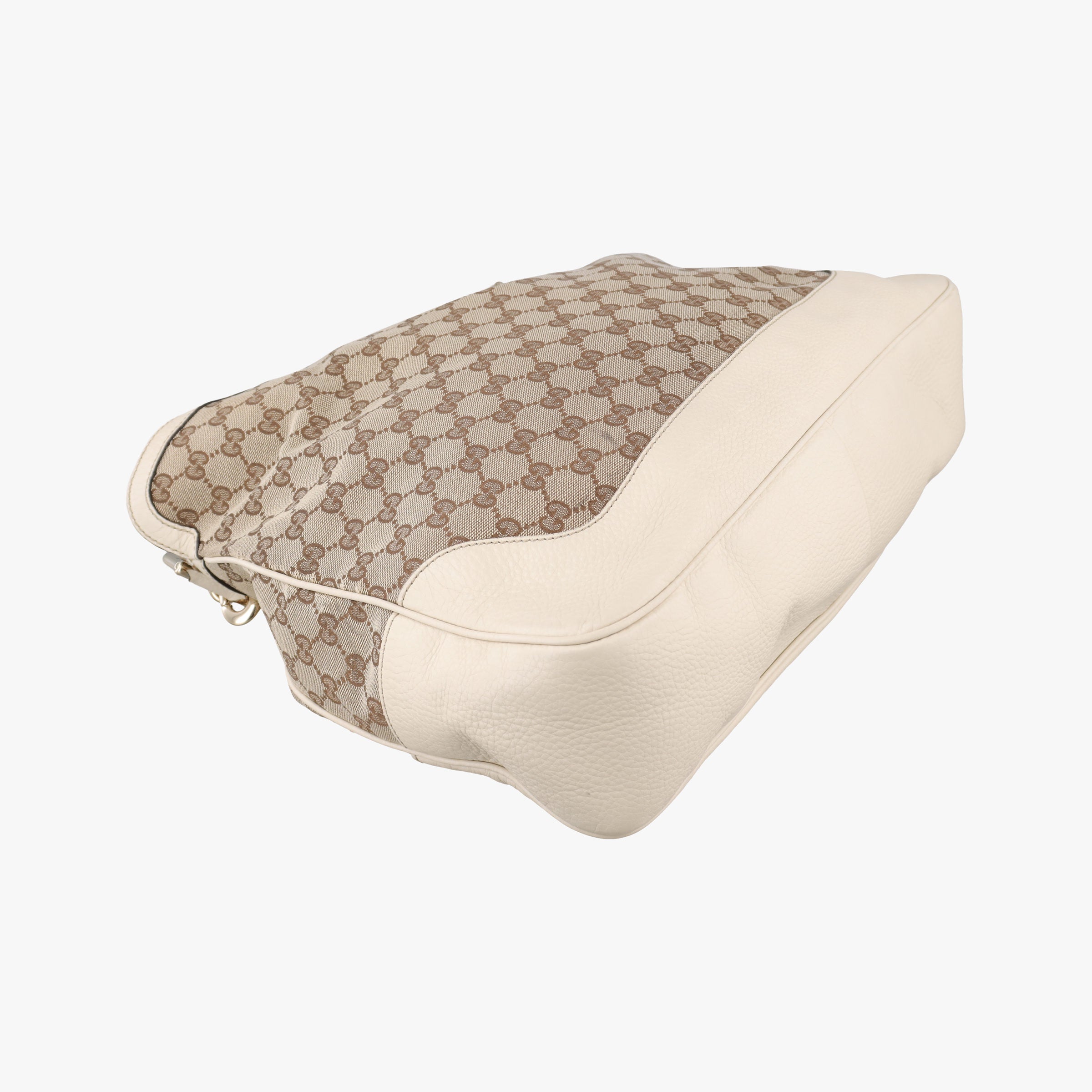 Pre-owned Gucci Bamboo Beige×White Canvas×Leather 282315 shoulderbag | stylenewstar