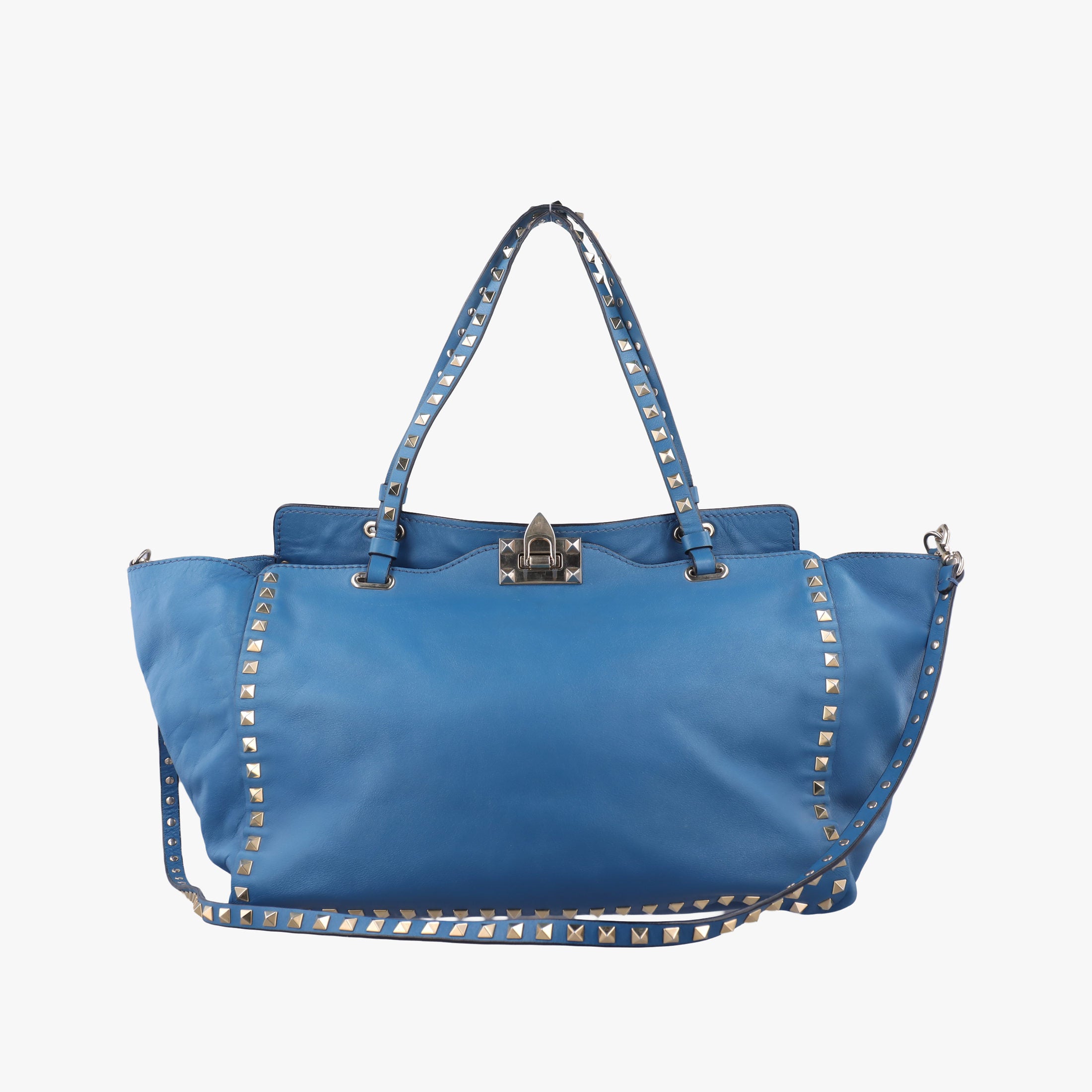 Pre-owned Valentino Rockstud Blue Leather  shoulderbag | stylenewstar