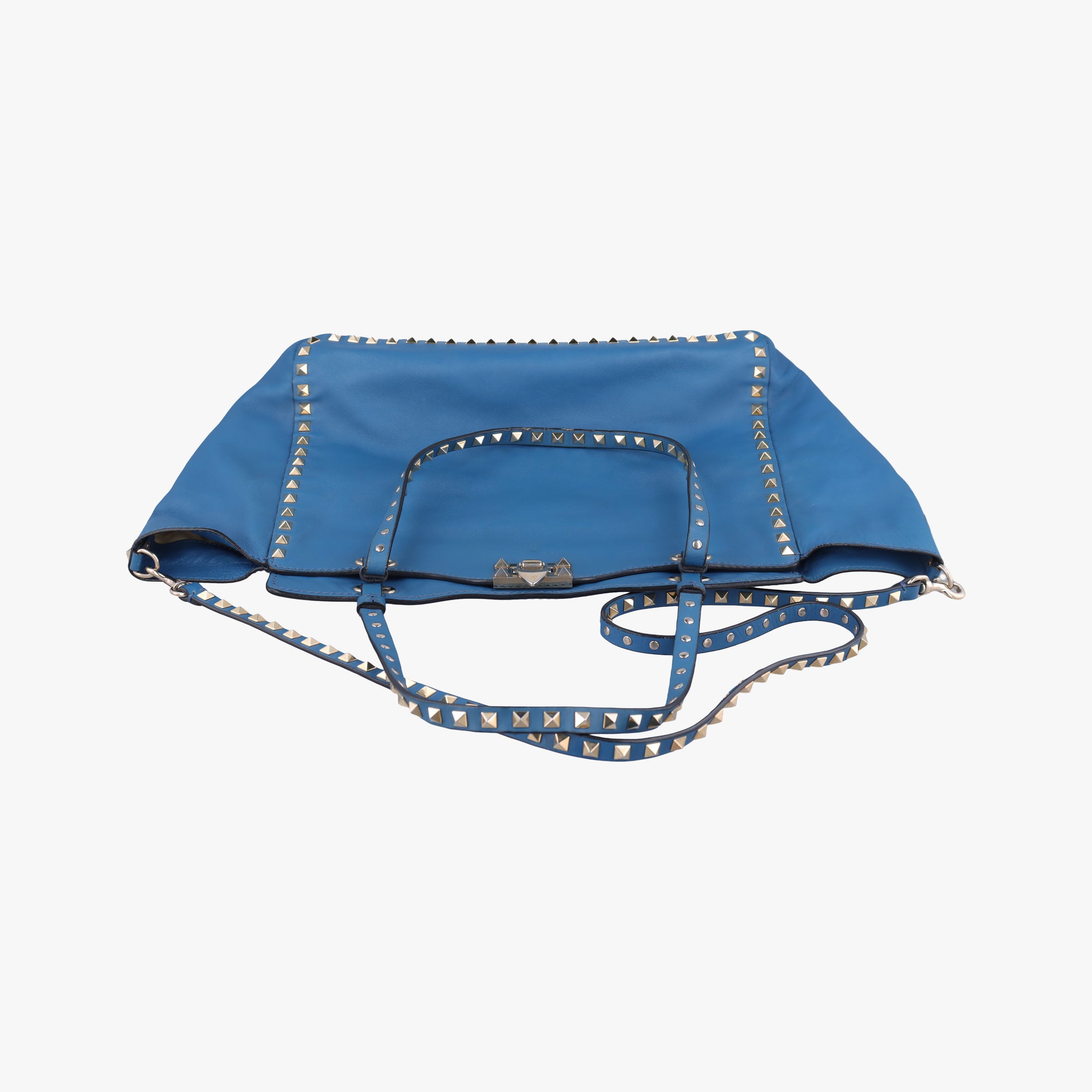 Pre-owned Valentino Rockstud Blue Leather  shoulderbag | stylenewstar