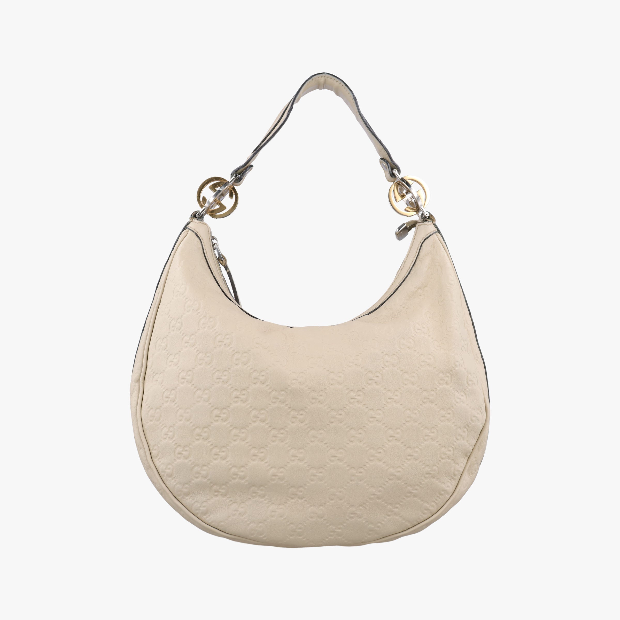Pre-owned Gucci GG Twins Hobo White Leather 232962 handbag | stylenewstar