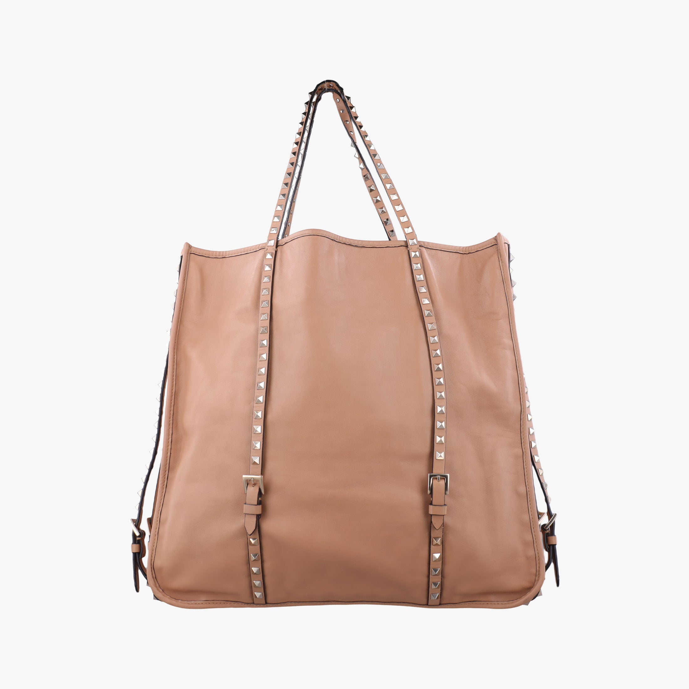 Secondhand Valentino Rockstud tote Beige Leather  handbag | stylenewstar