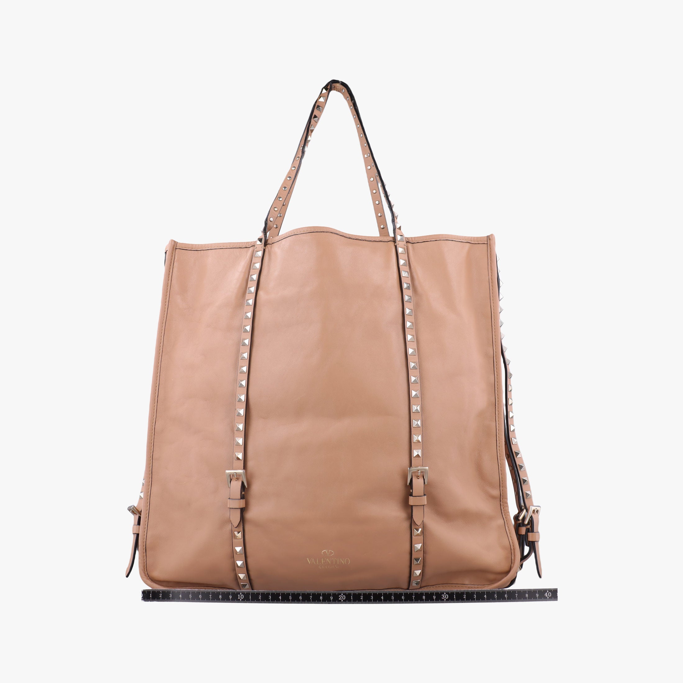 Secondhand Valentino Rockstud tote Beige Leather  handbag | stylenewstar