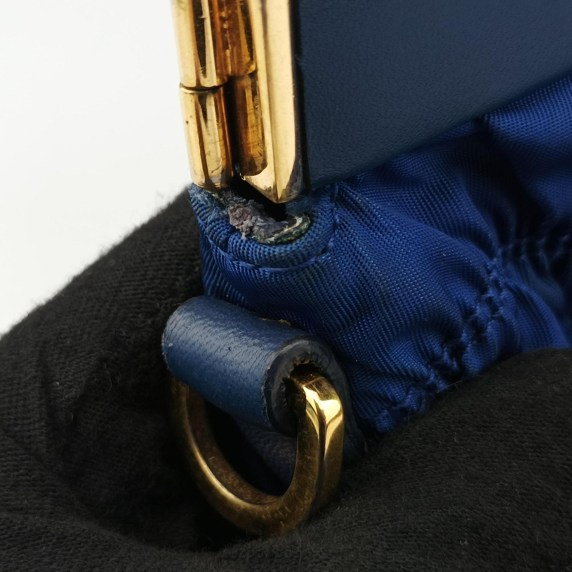Pre-owned Prada gathered bag Blue Nylon x leather  shoulderbag | stylenewstar