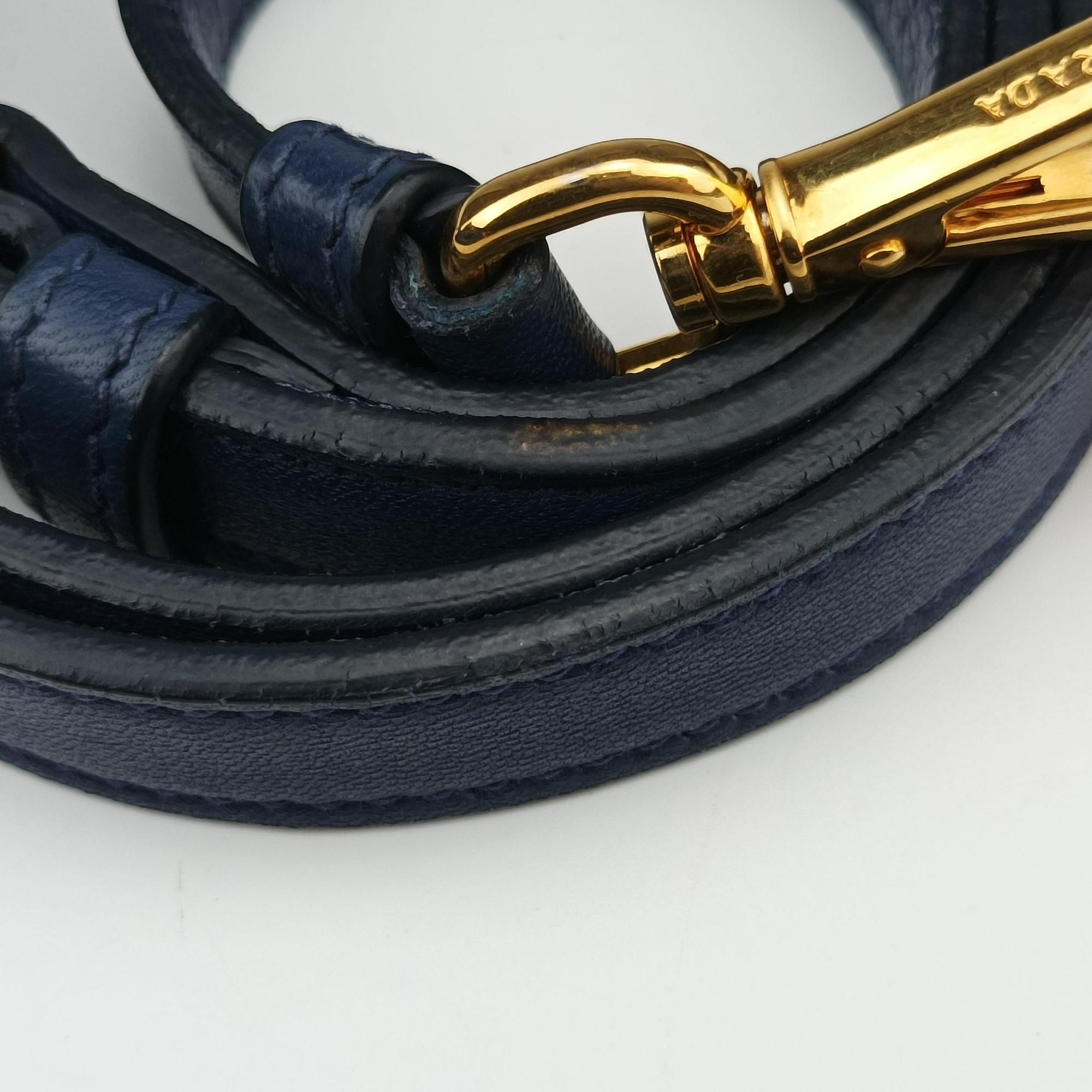 Pre-owned Prada gathered bag Blue Nylon x leather  shoulderbag | stylenewstar