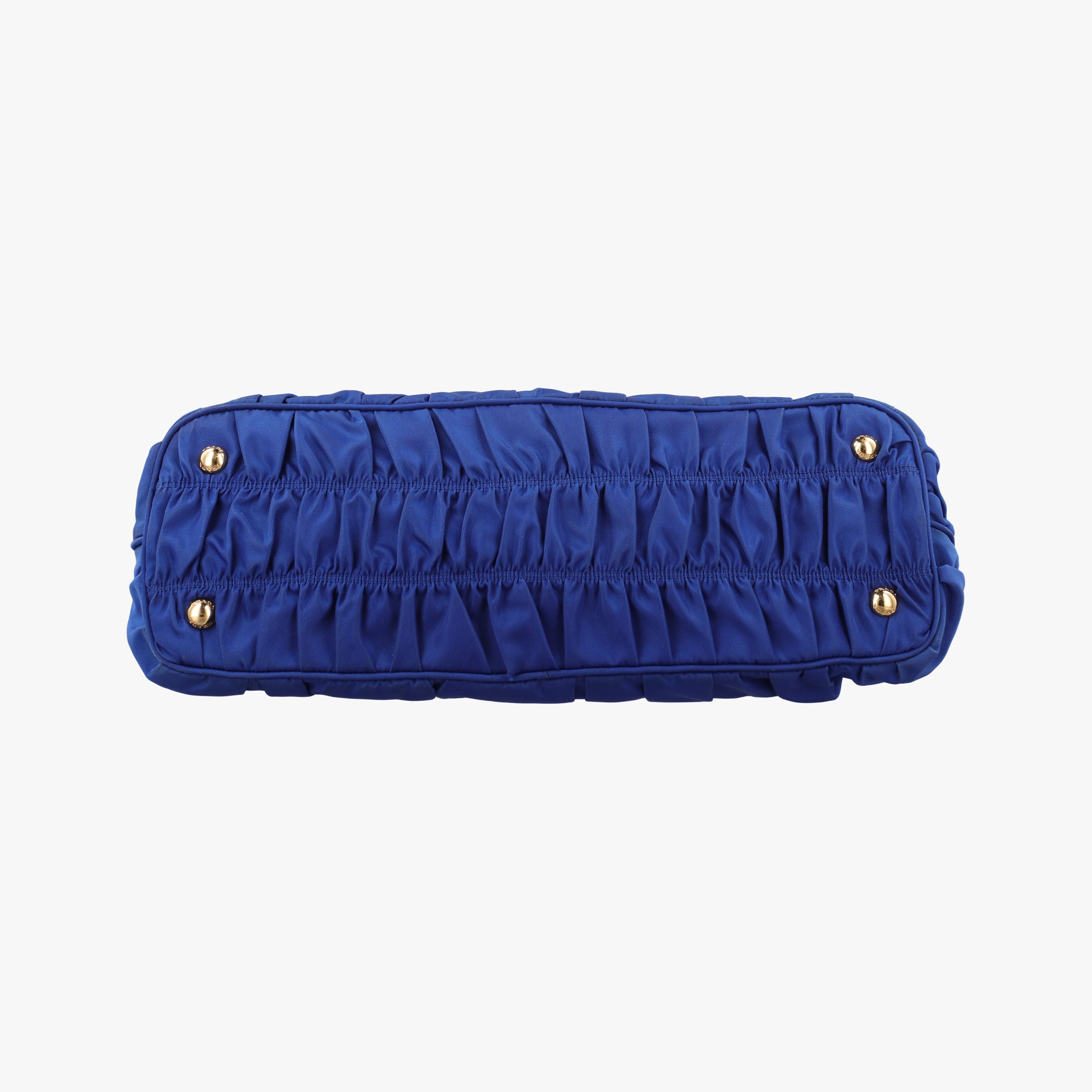 Pre-owned Prada gathered bag Blue Nylon x leather  shoulderbag | stylenewstar