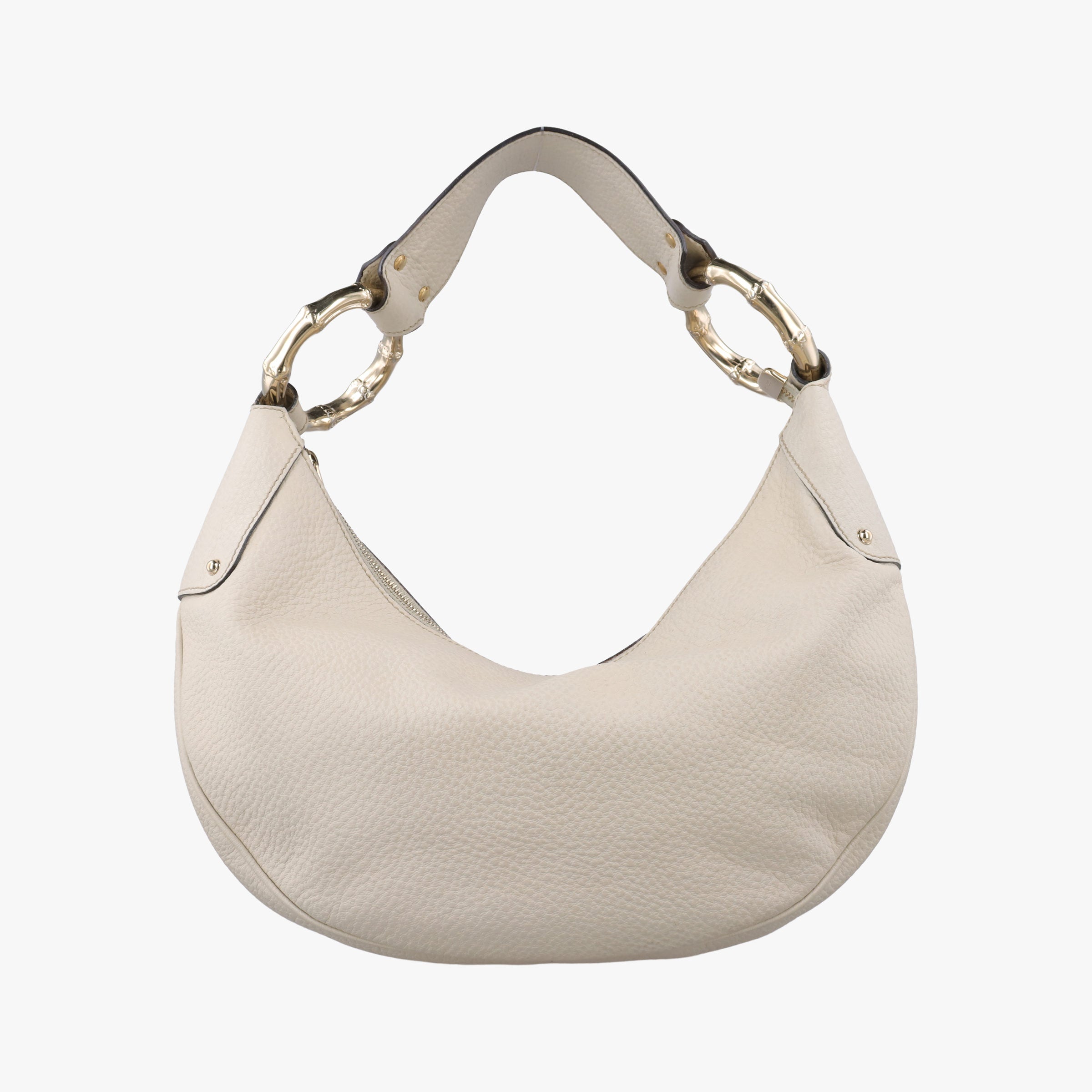 Pre-owned Gucci Bamboo Ring Hobo White Leather 211519 handbag | stylenewstar