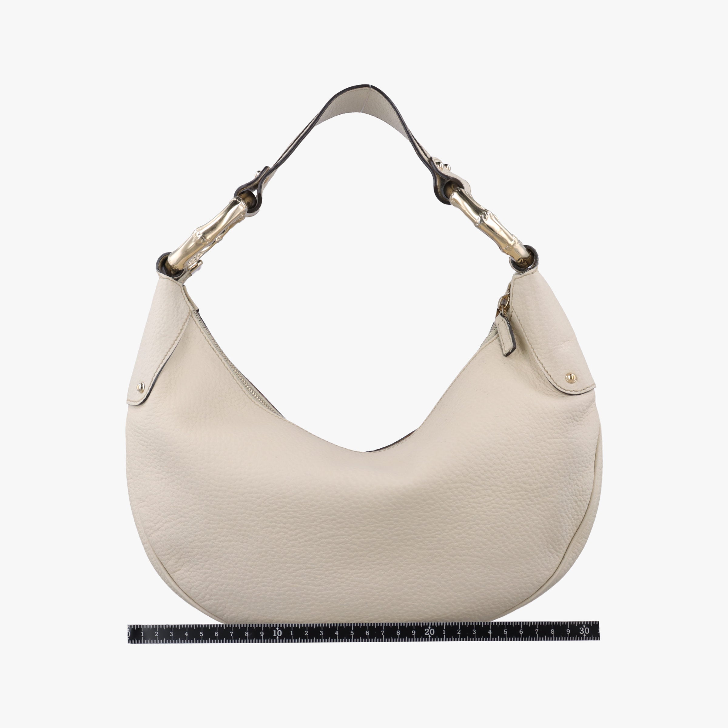 Pre-owned Gucci Bamboo Ring Hobo White Leather 211519 handbag | stylenewstar