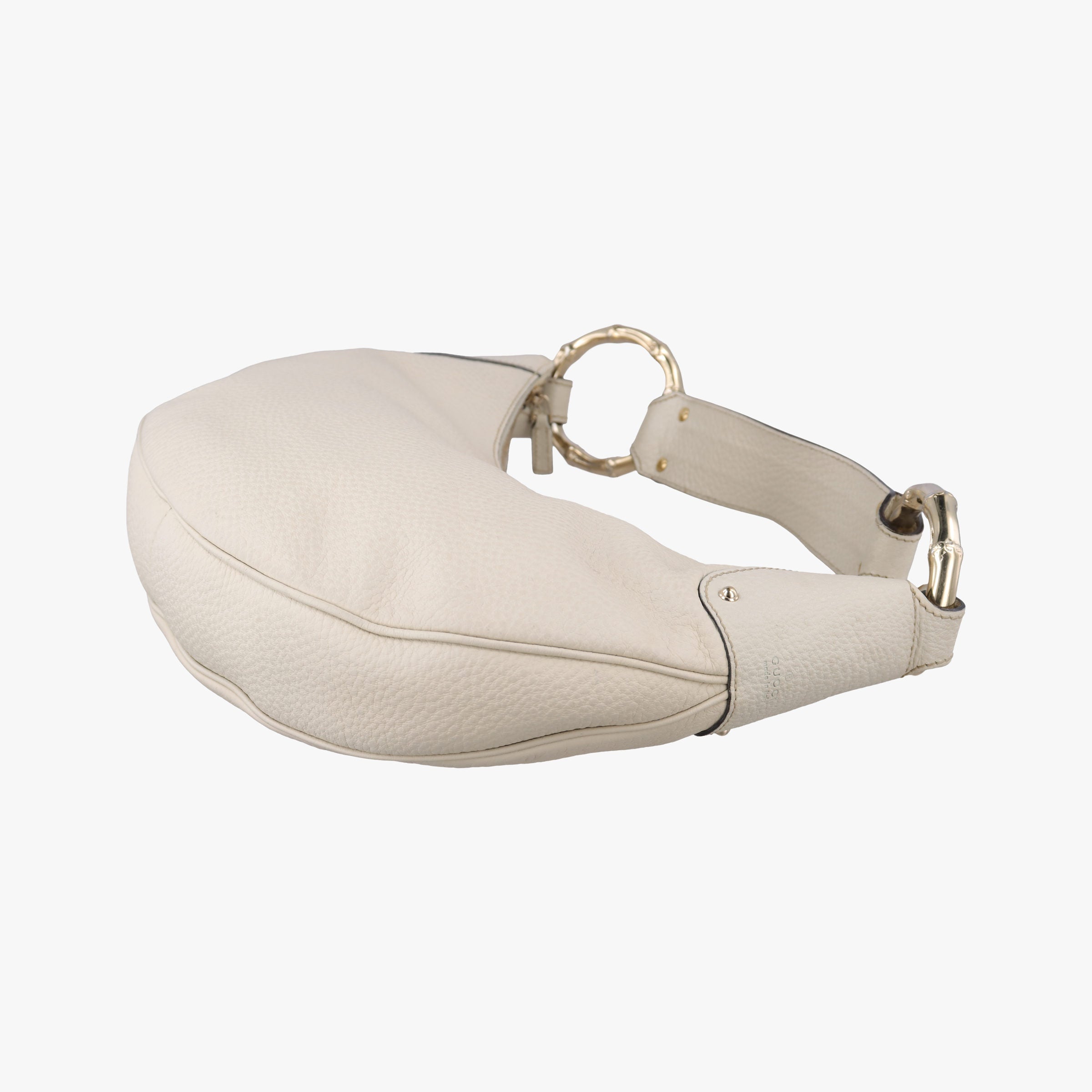Pre-owned Gucci Bamboo Ring Hobo White Leather 211519 handbag | stylenewstar