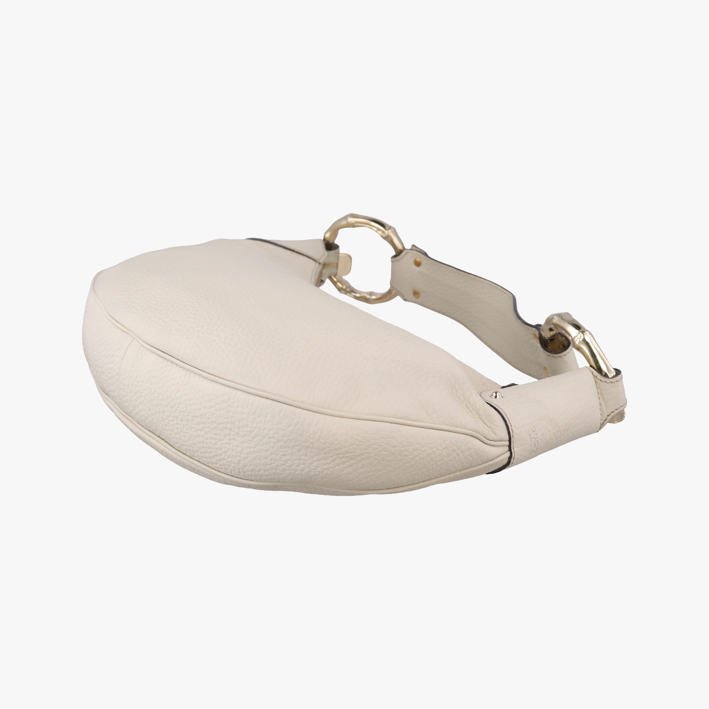 Pre-owned Gucci Bamboo Ring Hobo White Leather 211519 handbag | stylenewstar