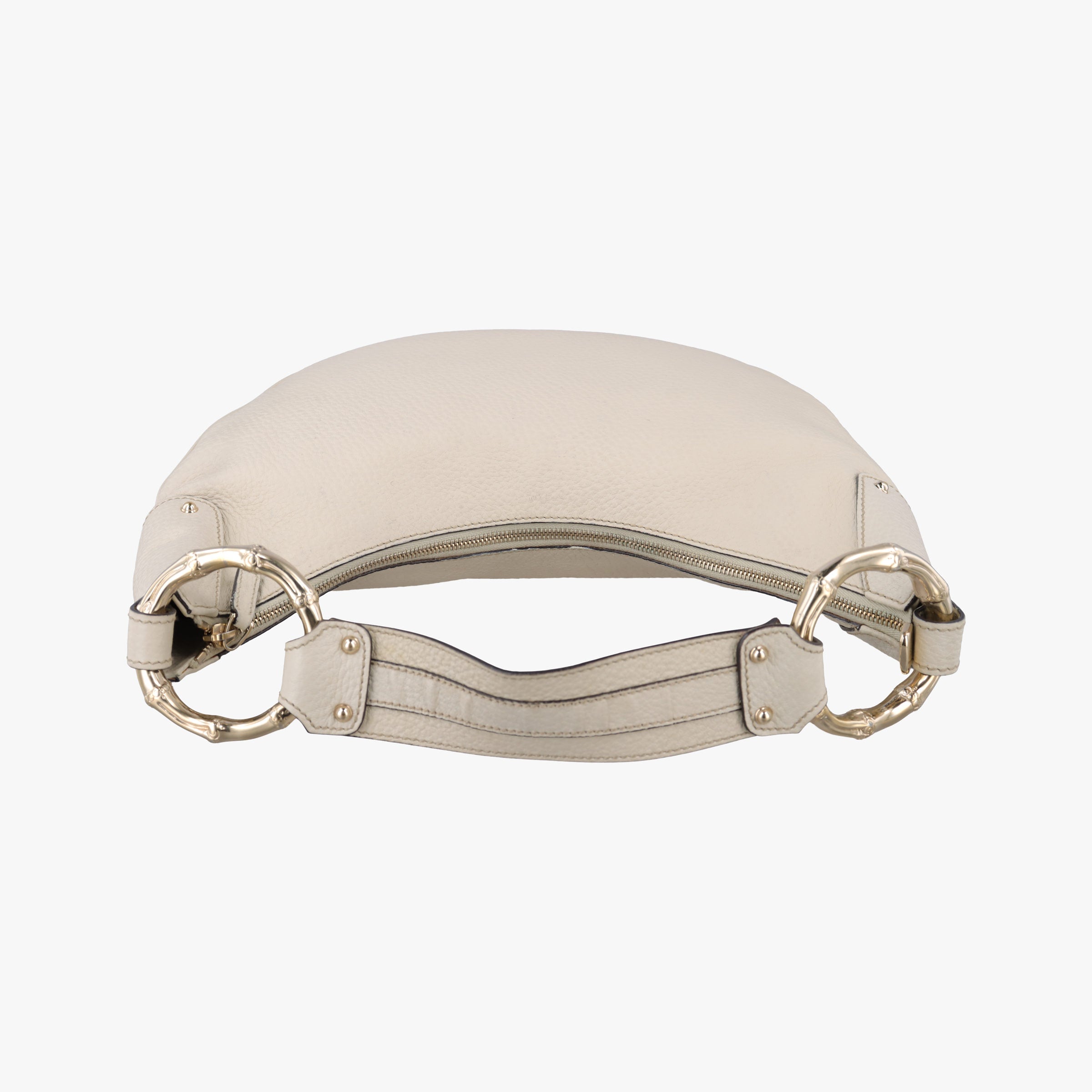 Pre-owned Gucci Bamboo Ring Hobo White Leather 211519 handbag | stylenewstar