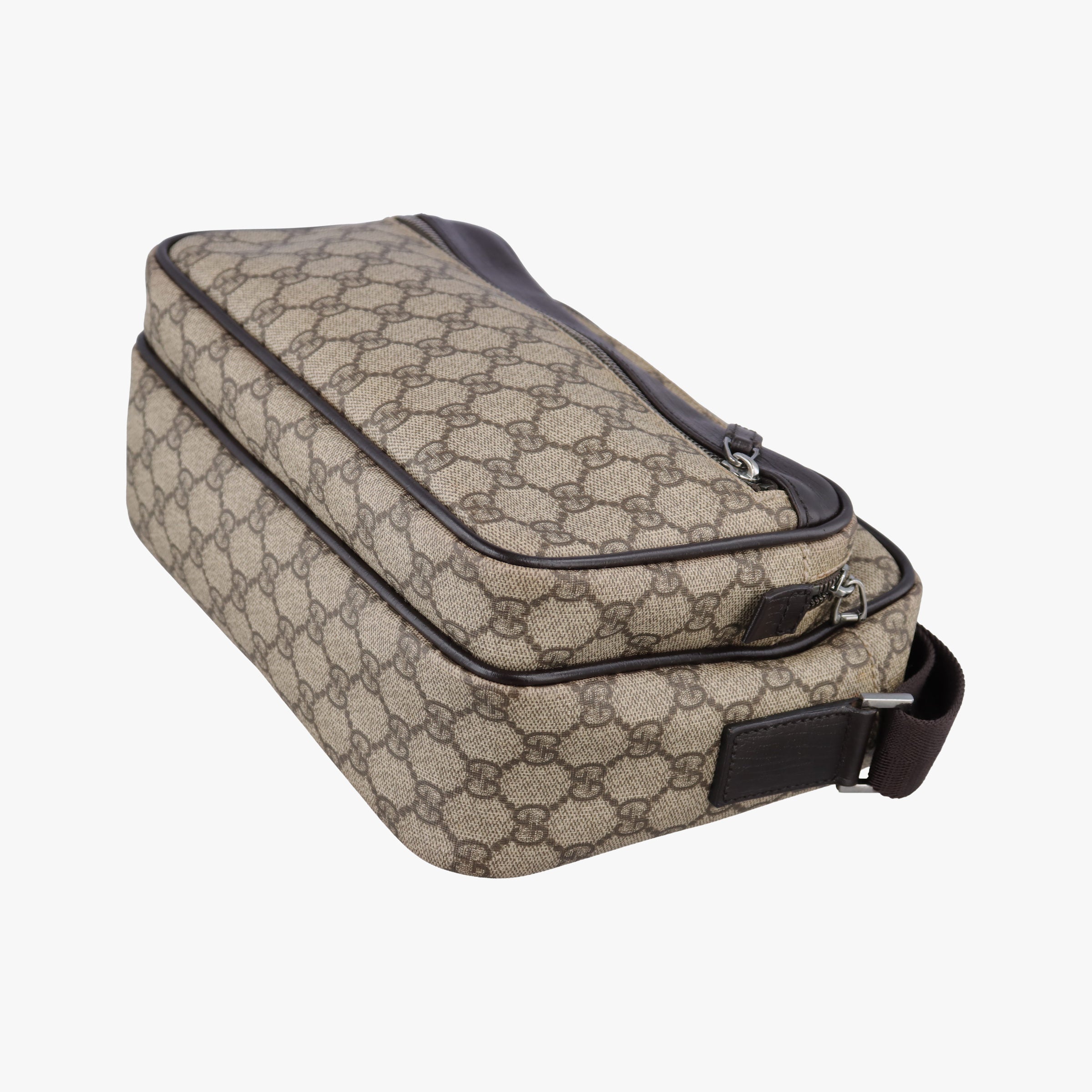Pre-owned Gucci GG Plus Brownxbeige PVC coated canvasxLeather 114531 shoulderbag | stylenewstar