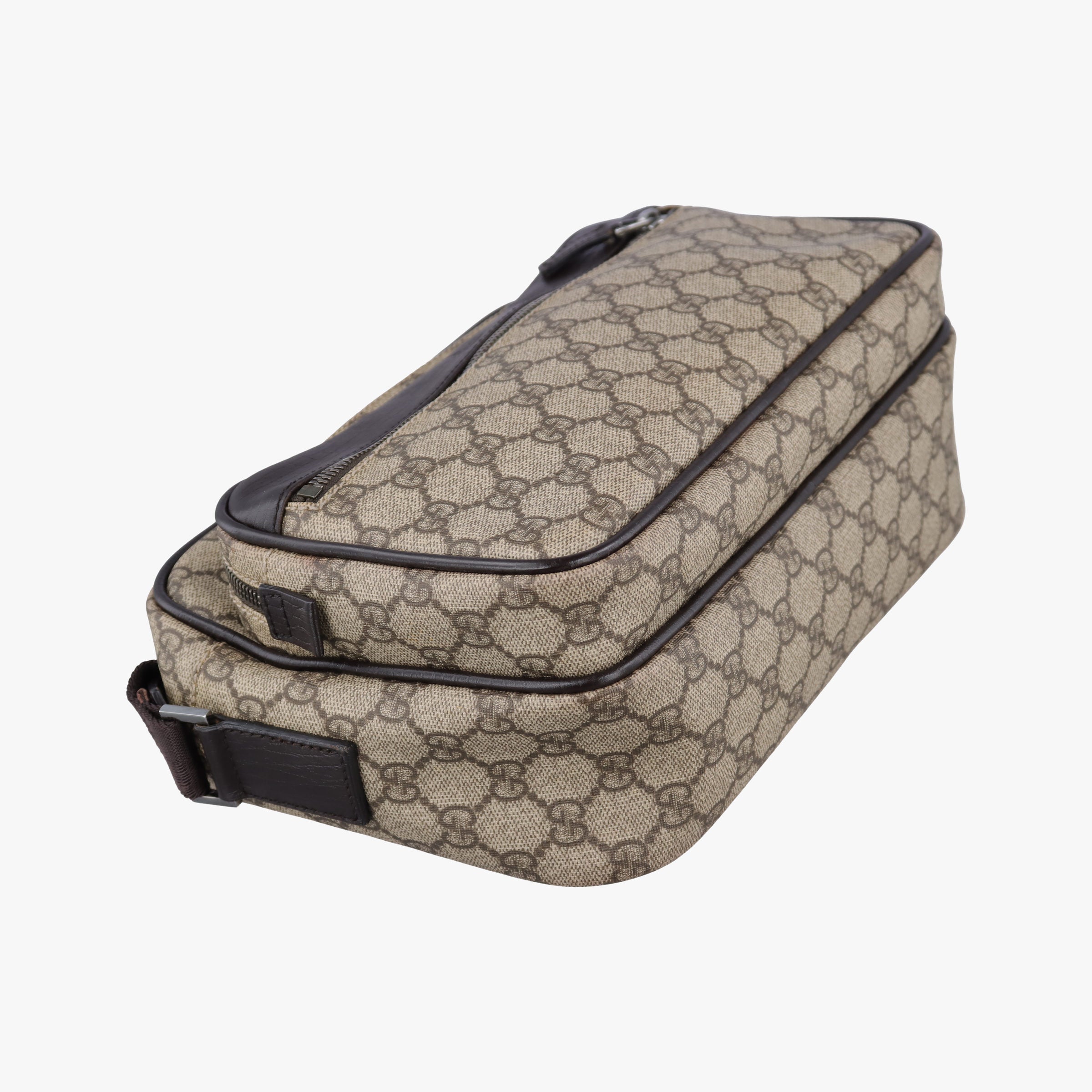 Pre-owned Gucci GG Plus Brownxbeige PVC coated canvasxLeather 114531 shoulderbag | stylenewstar