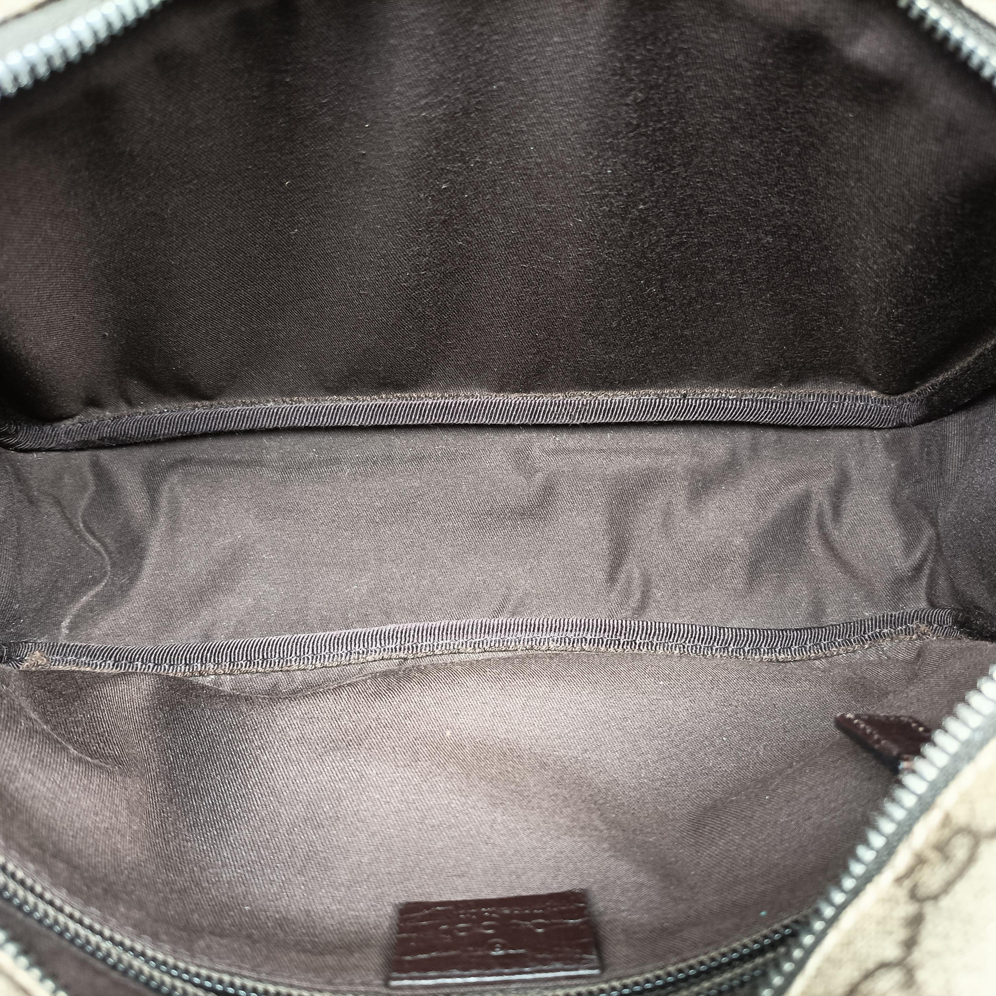 Pre-owned Gucci GG Plus Brownxbeige PVC coated canvasxLeather 114531 shoulderbag | stylenewstar