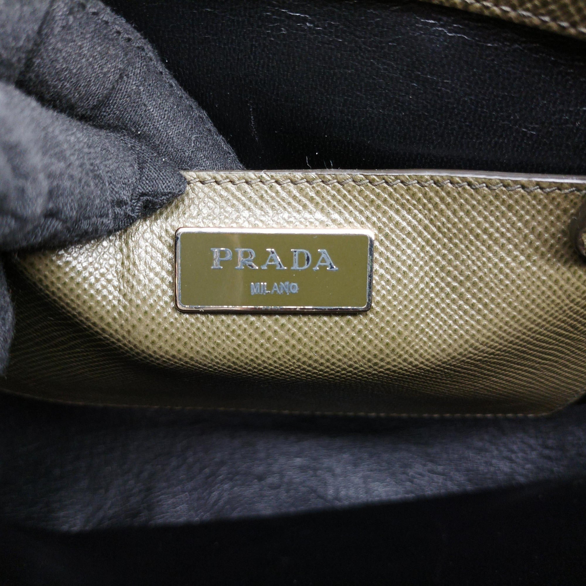 Pre-owned Prada Cuir Open Promenade Satchel Green SAFFIANO Leather  shoulderbag | stylenewstar