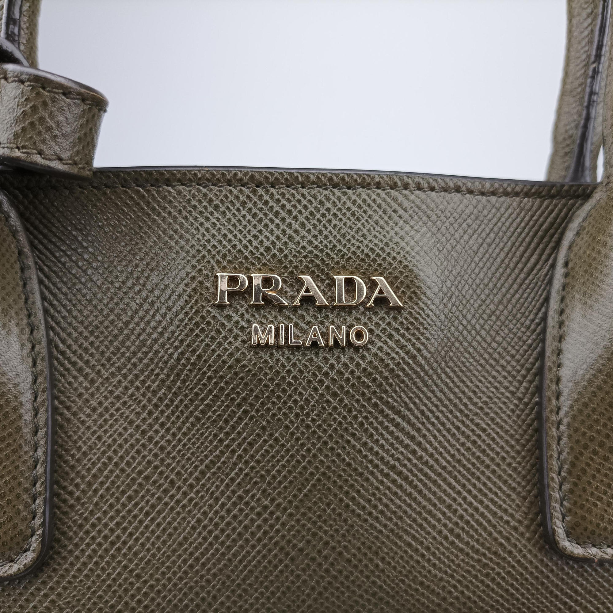 Pre-owned Prada Cuir Open Promenade Satchel Green SAFFIANO Leather  shoulderbag | stylenewstar