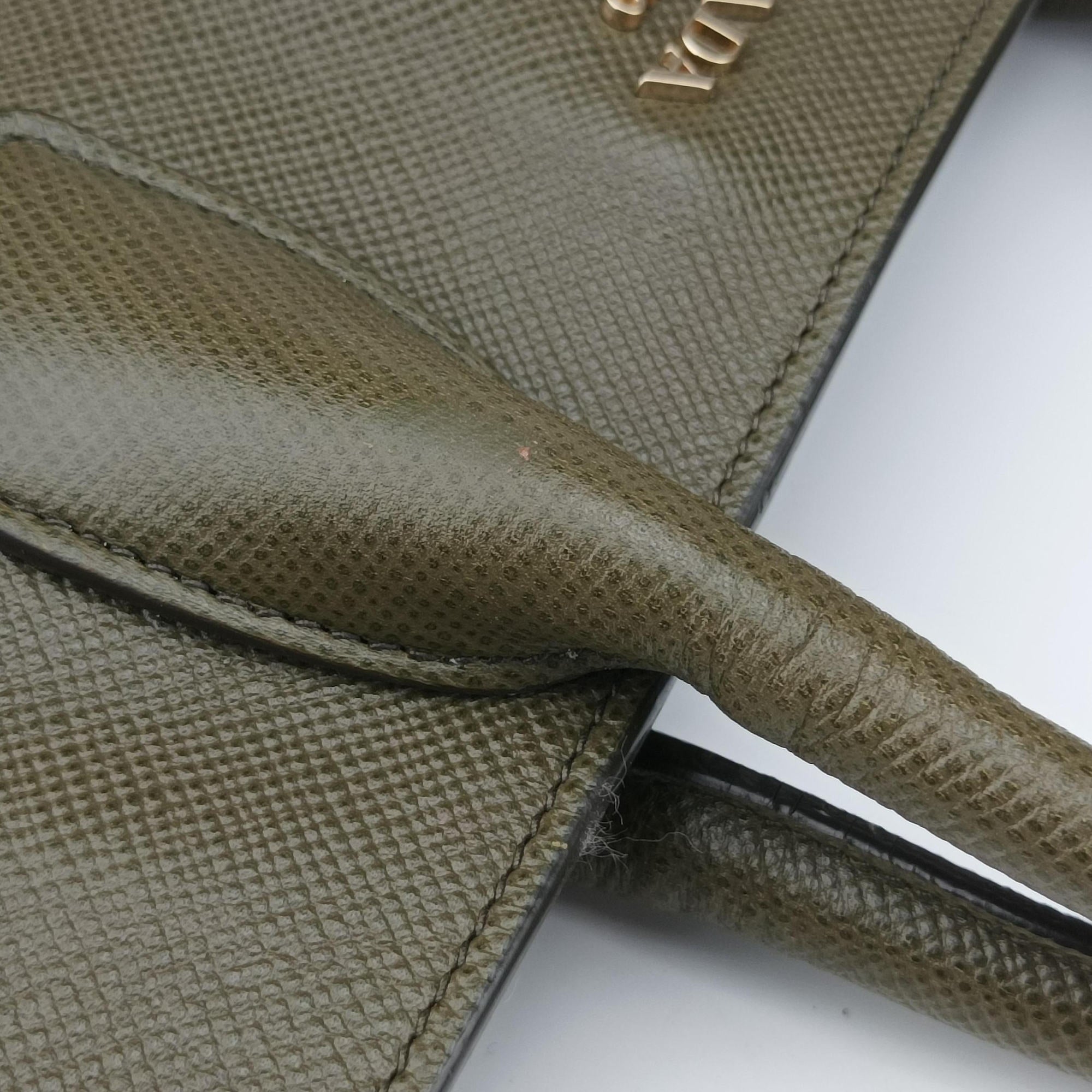 Pre-owned Prada Cuir Open Promenade Satchel Green SAFFIANO Leather  shoulderbag | stylenewstar