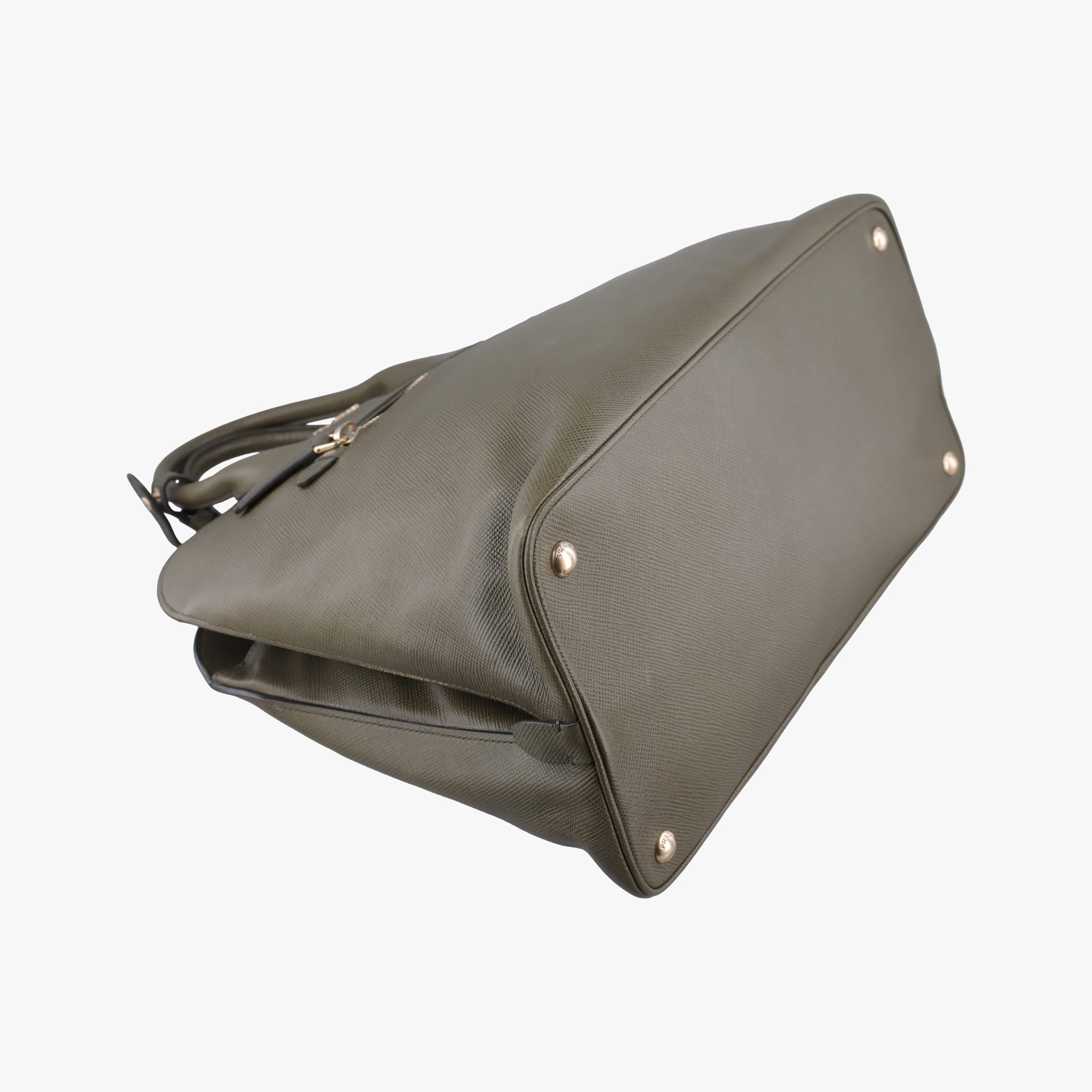 Pre-owned Prada Cuir Open Promenade Satchel Green SAFFIANO Leather  shoulderbag | stylenewstar
