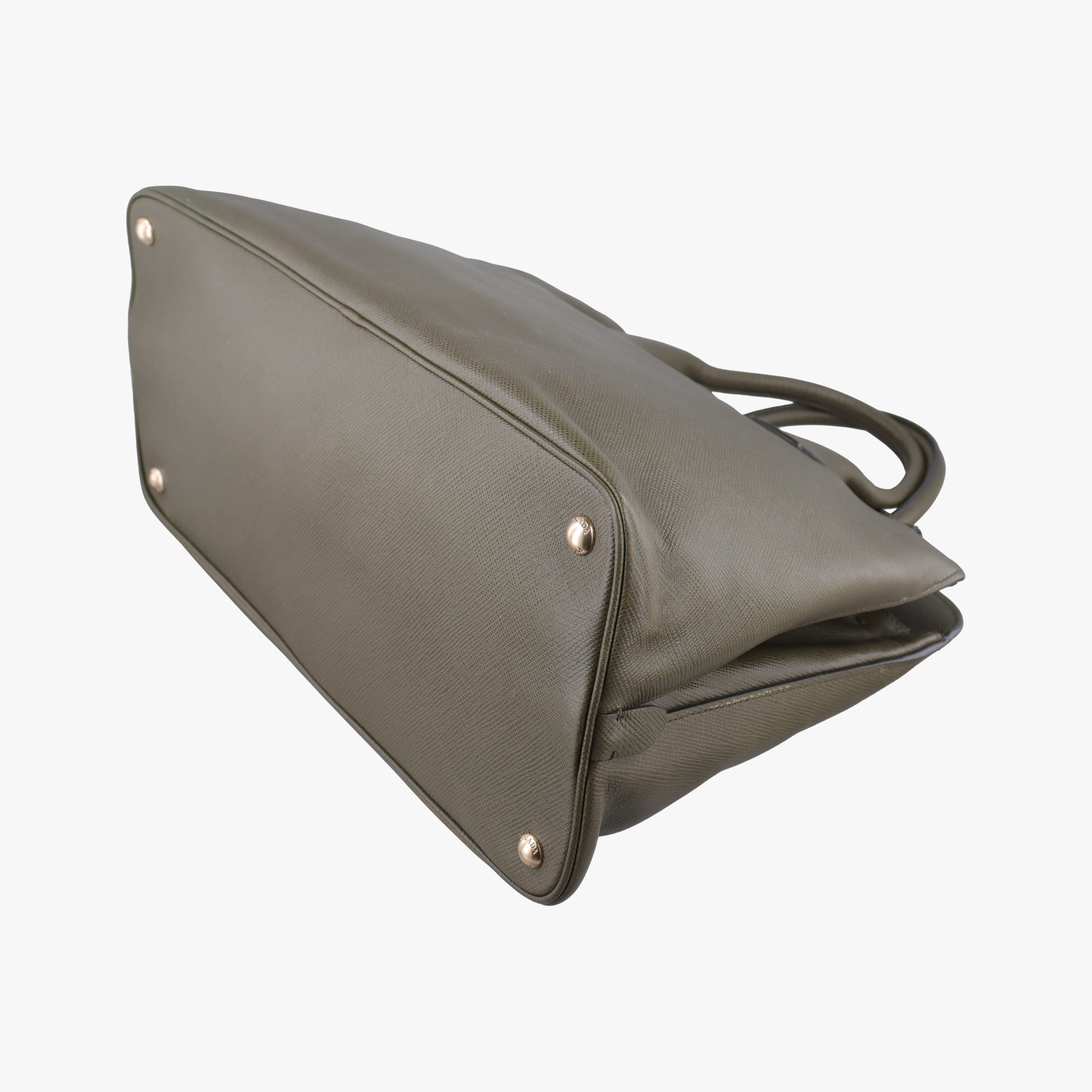Pre-owned Prada Cuir Open Promenade Satchel Green SAFFIANO Leather  shoulderbag | stylenewstar