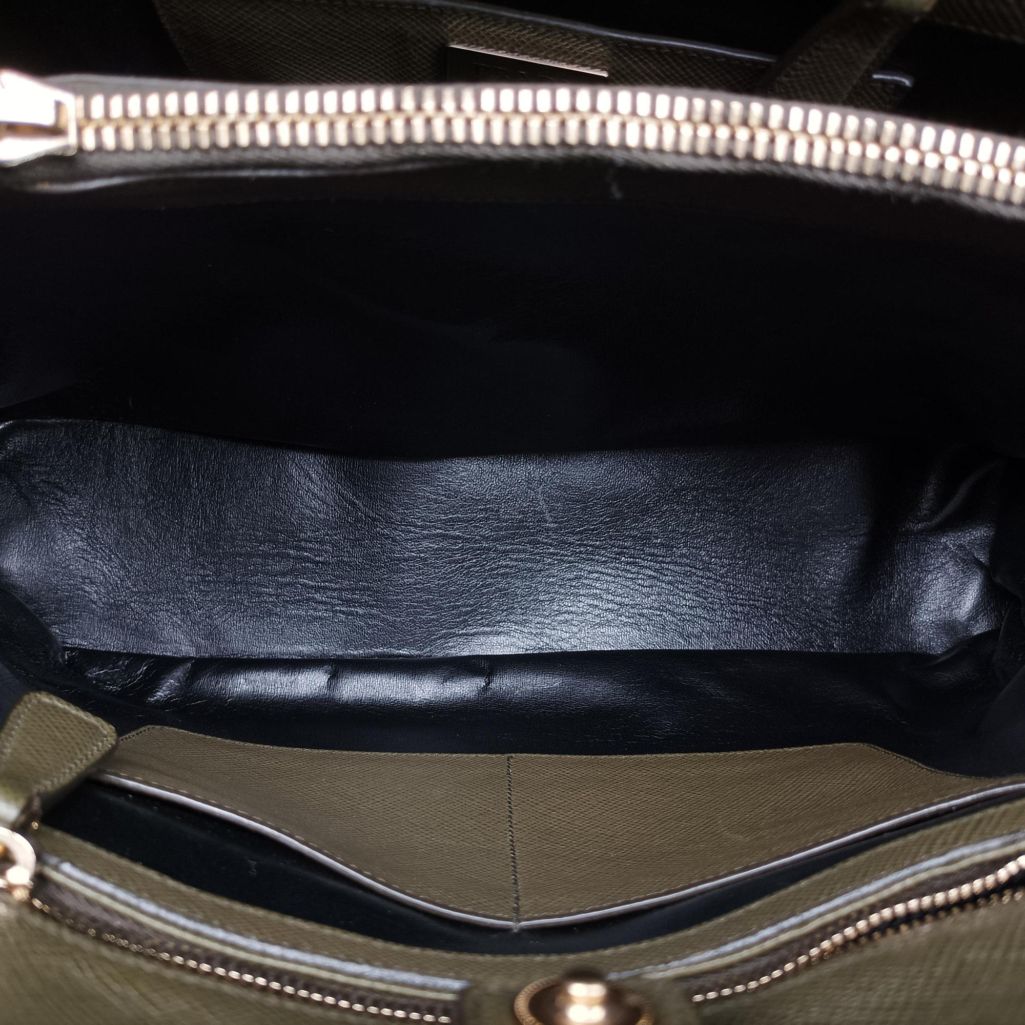 Pre-owned Prada Cuir Open Promenade Satchel Green SAFFIANO Leather  shoulderbag | stylenewstar