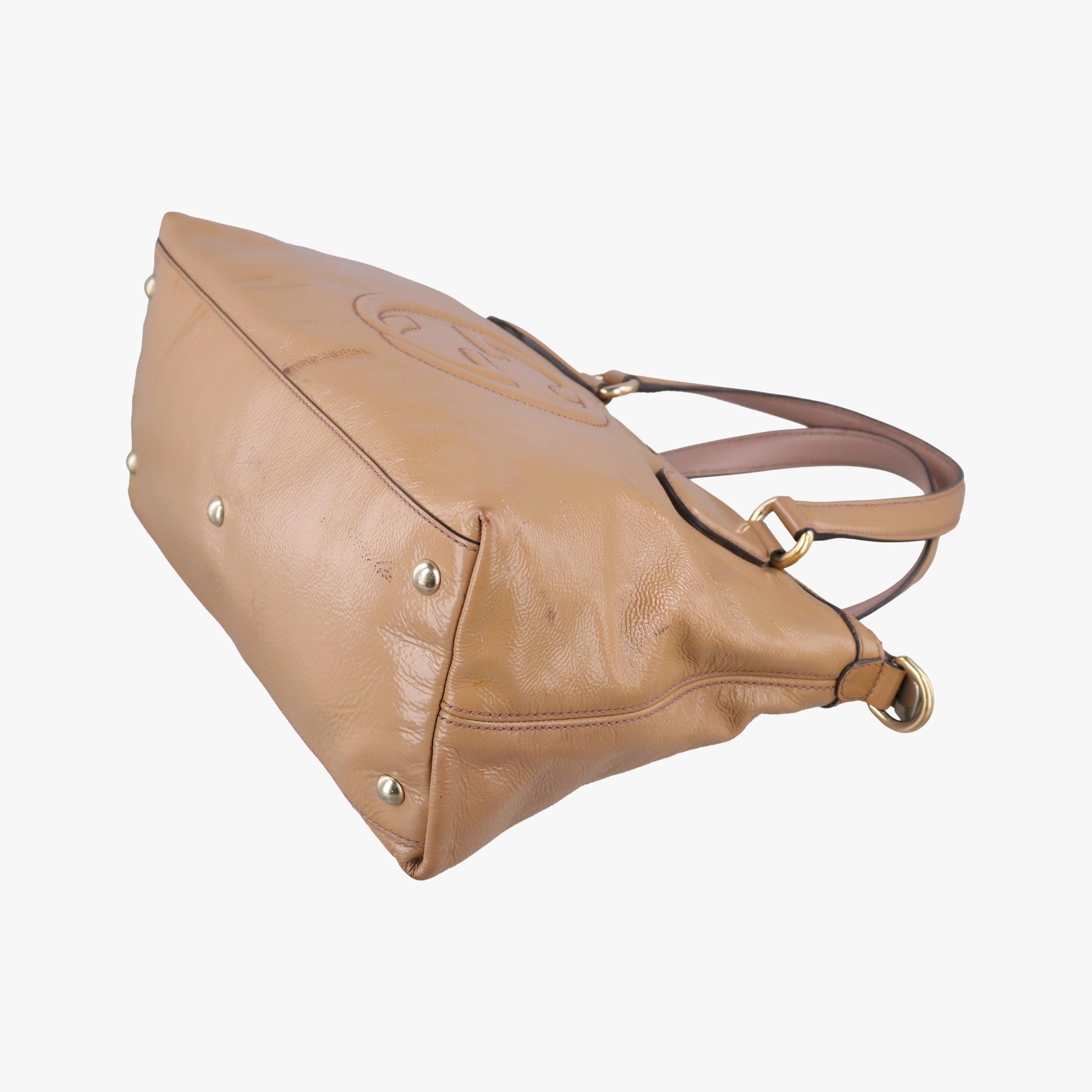 Pre-owned Gucci Soho Beige Patent Leather 308362 shoulderbag | stylenewstar