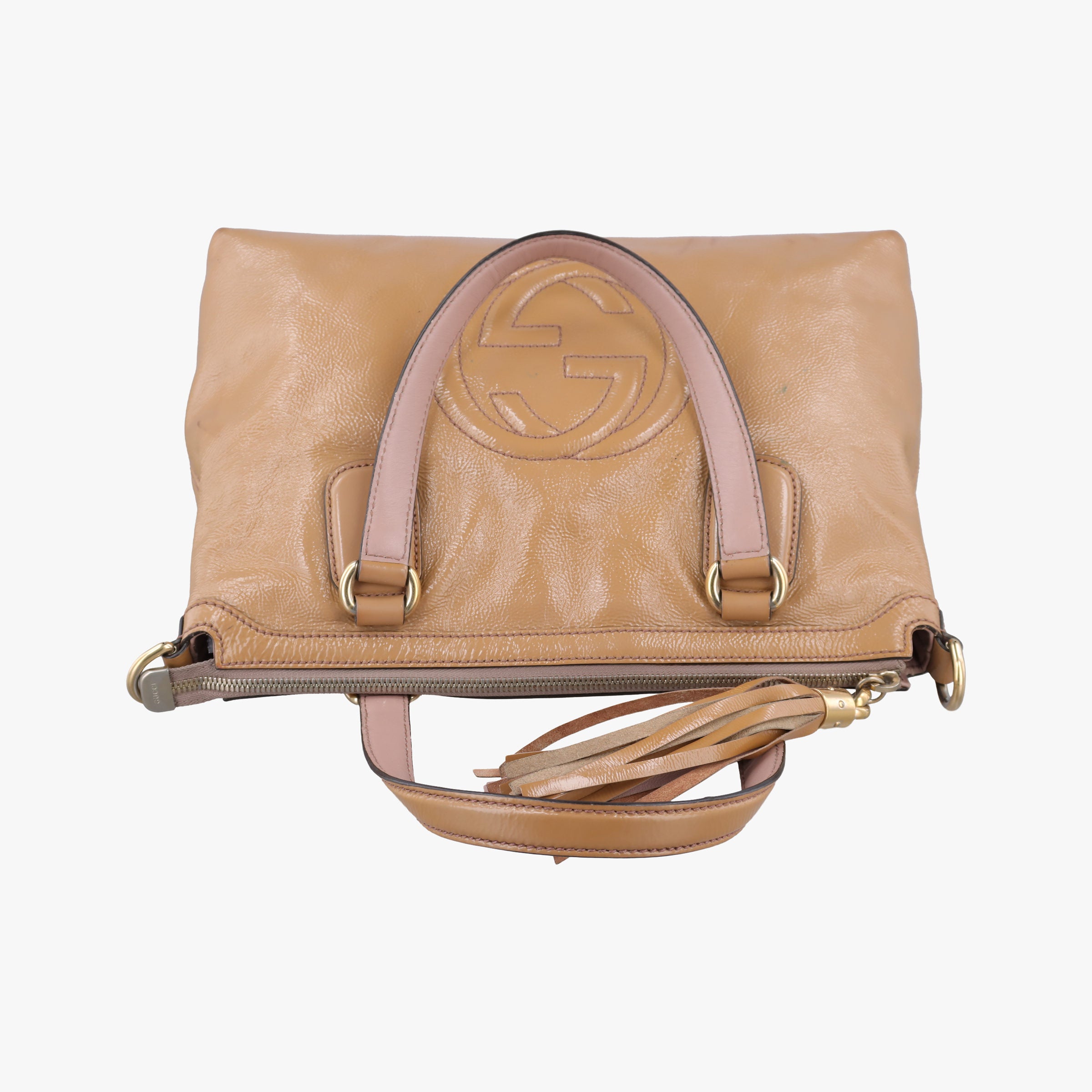 Pre-owned Gucci Soho Beige Patent Leather 308362 shoulderbag | stylenewstar