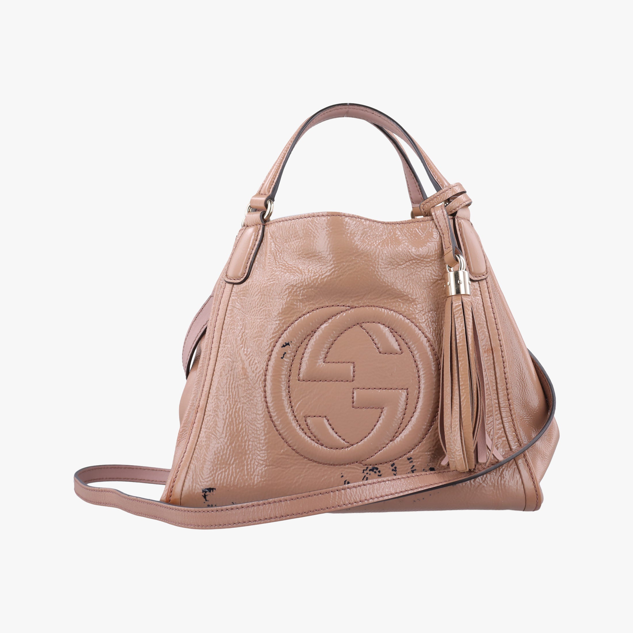 Pre-owned Gucci Soho Beige Patent Leather 282309 shoulderbag | stylenewstar