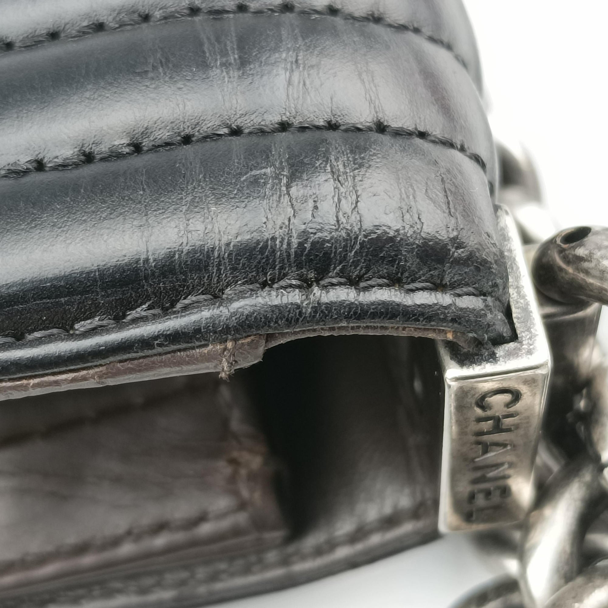 Vintage Chanel BOY CHANEL Black×Brown Leather A66713 shoulderbag | stylenewstar