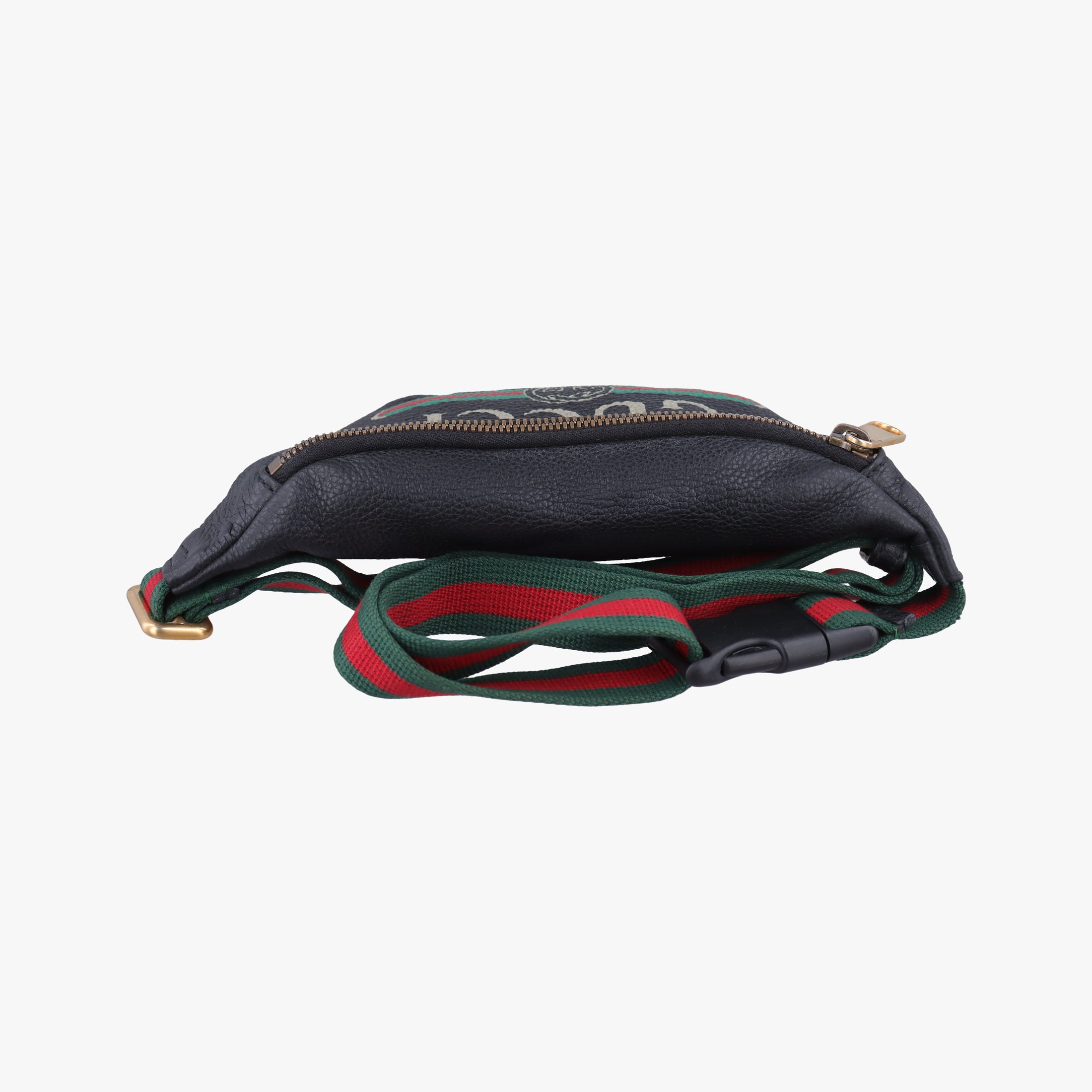 Pre-owned Gucci Gucci Print Black Leather 527792 bum bag/waist bag | stylenewstar