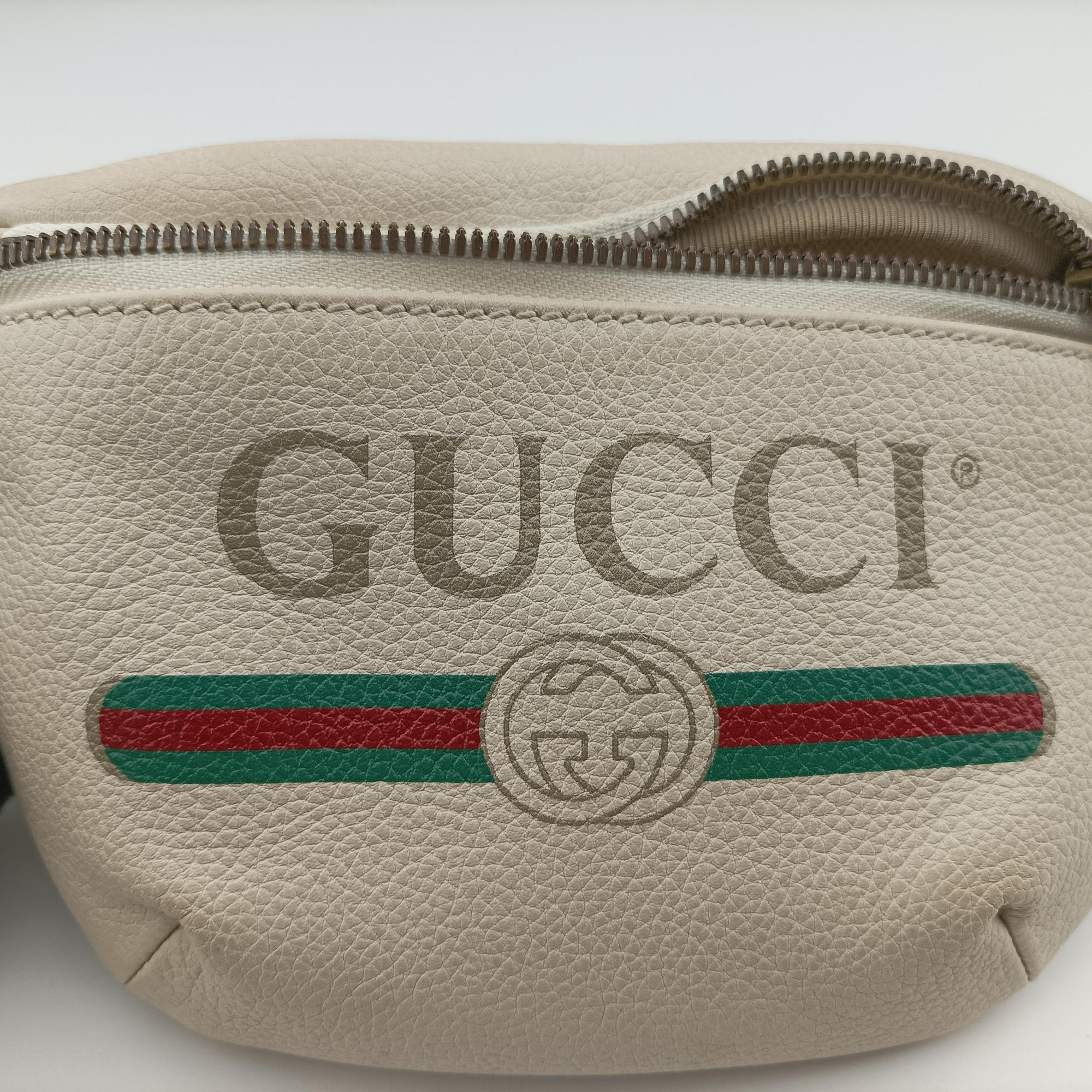 Pre-owned Gucci Gucci print White Leather 527792 bum bag/waist bag | stylenewstar