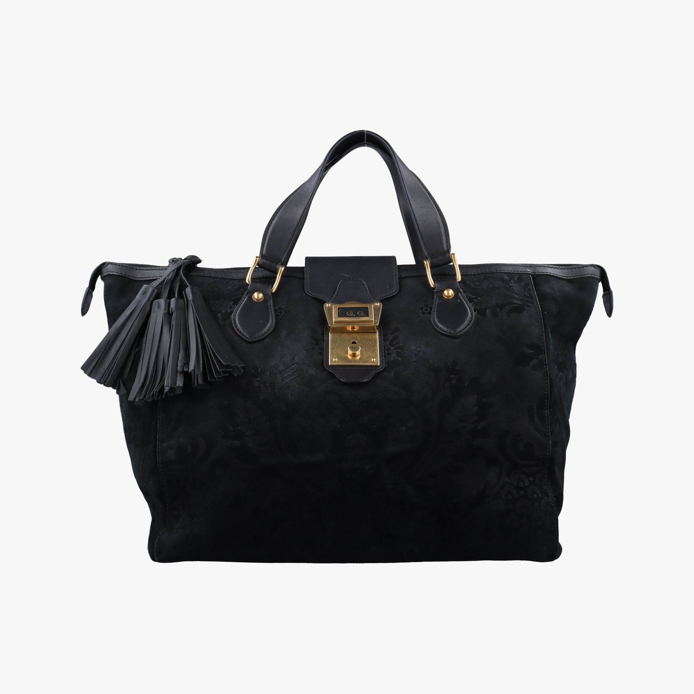Vintage Gucci Goldmark Top Handle Black Suede 303891 handbag | stylenewstar