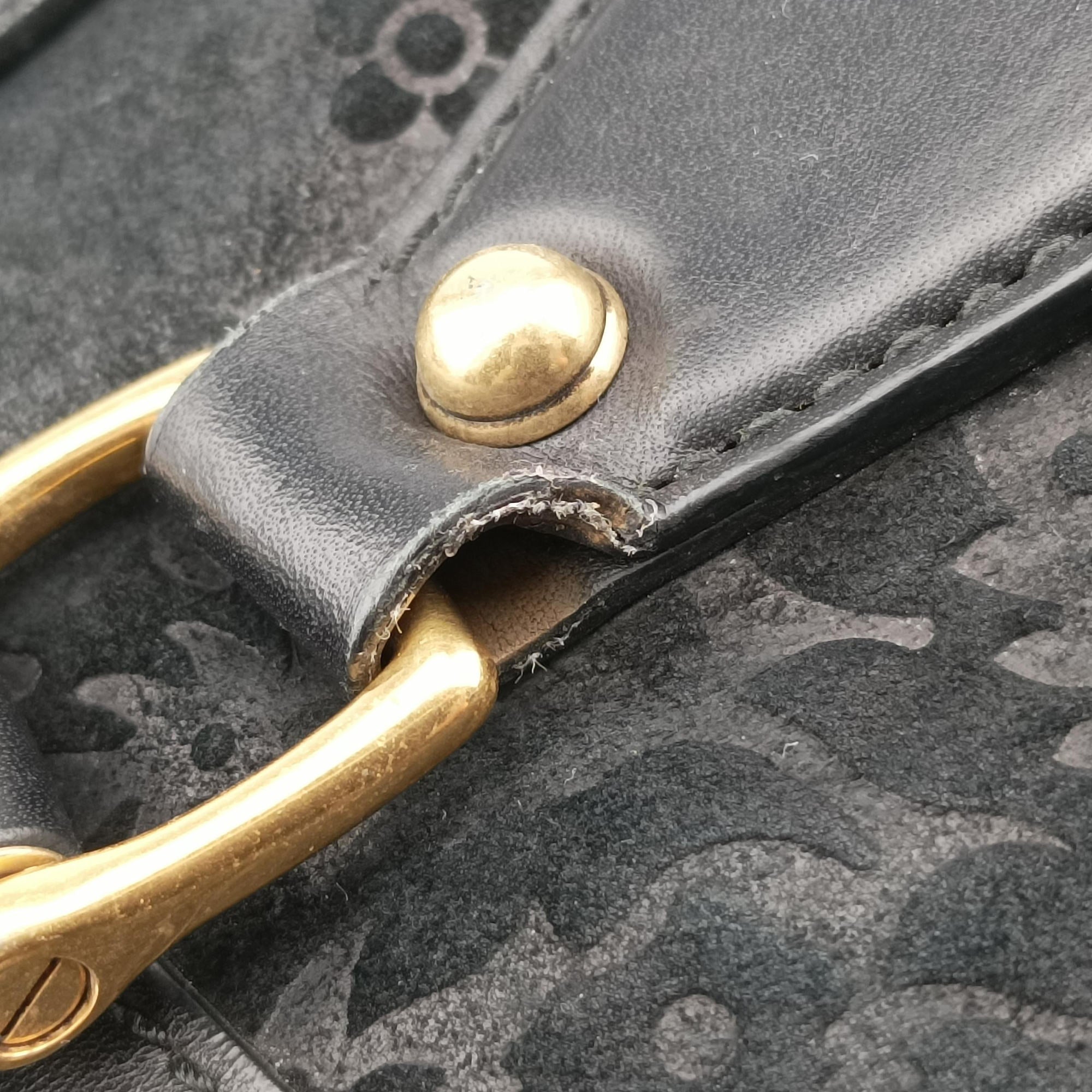 Vintage Gucci Goldmark Top Handle Black Suede 303891 handbag | stylenewstar