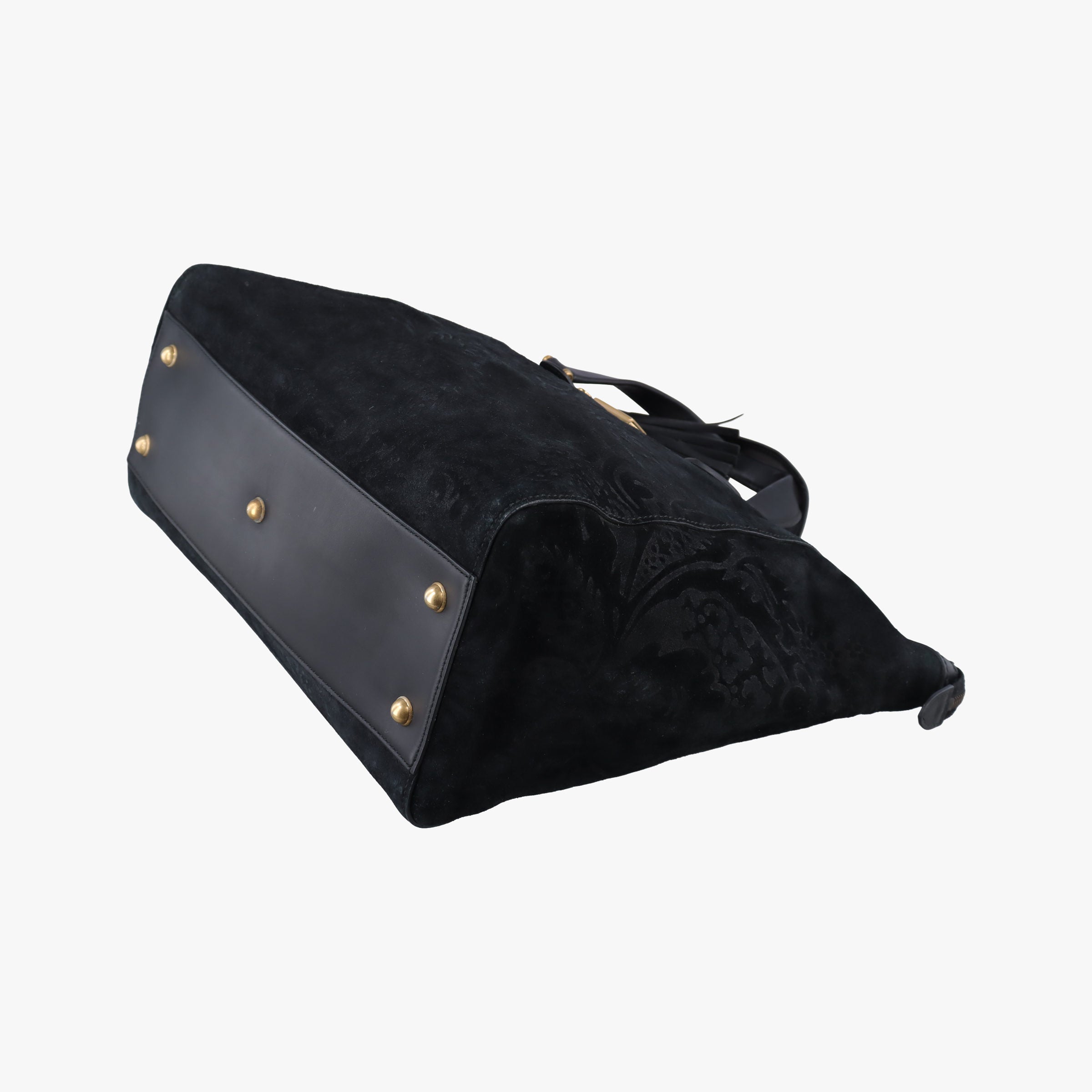 Vintage Gucci Goldmark Top Handle Black Suede 303891 handbag | stylenewstar
