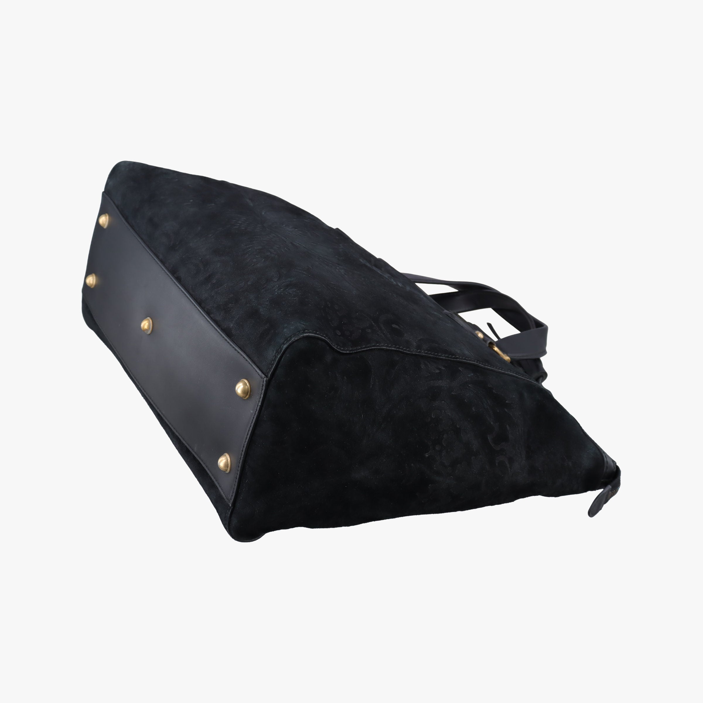 Vintage Gucci Goldmark Top Handle Black Suede 303891 handbag | stylenewstar