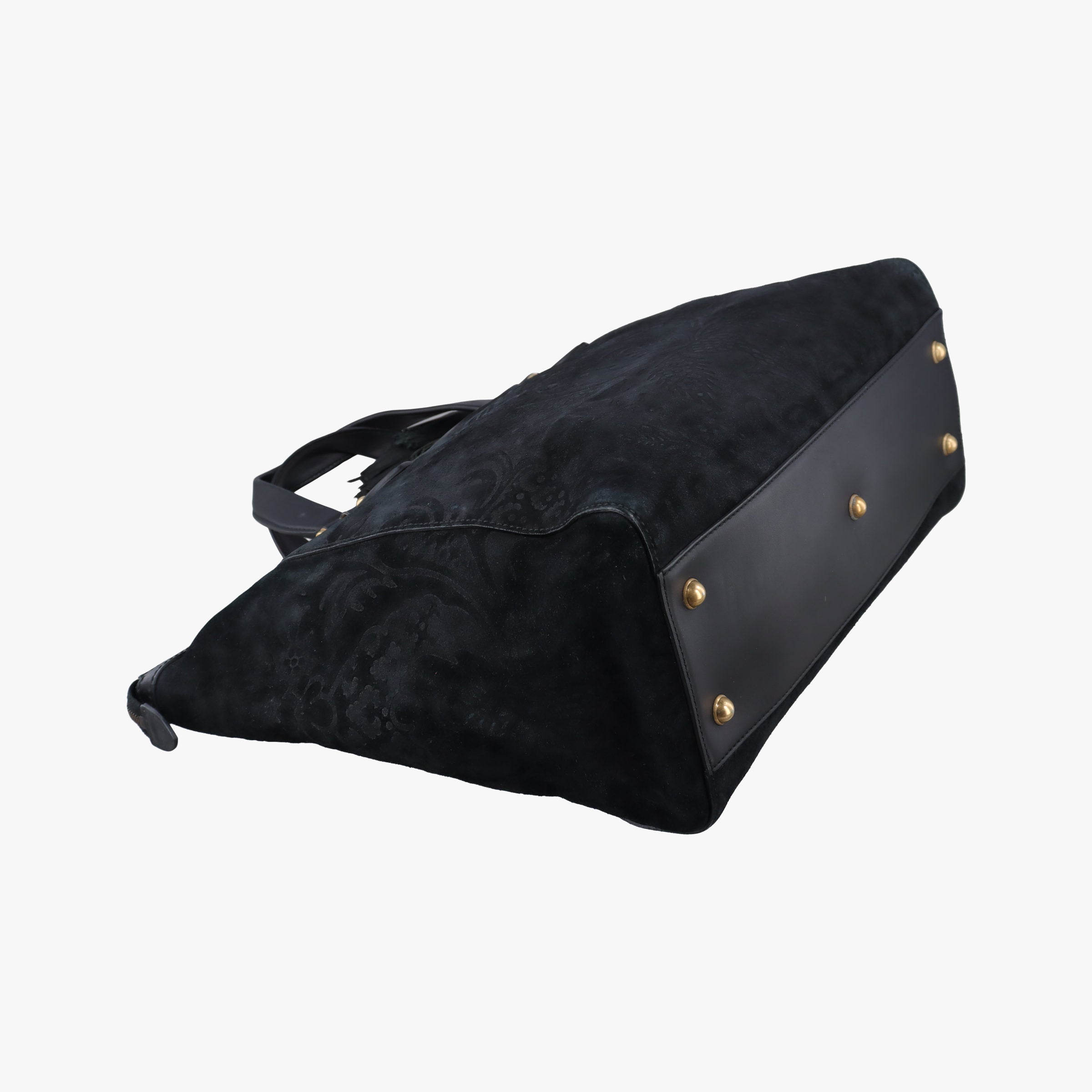 Vintage Gucci Goldmark Top Handle Black Suede 303891 handbag | stylenewstar