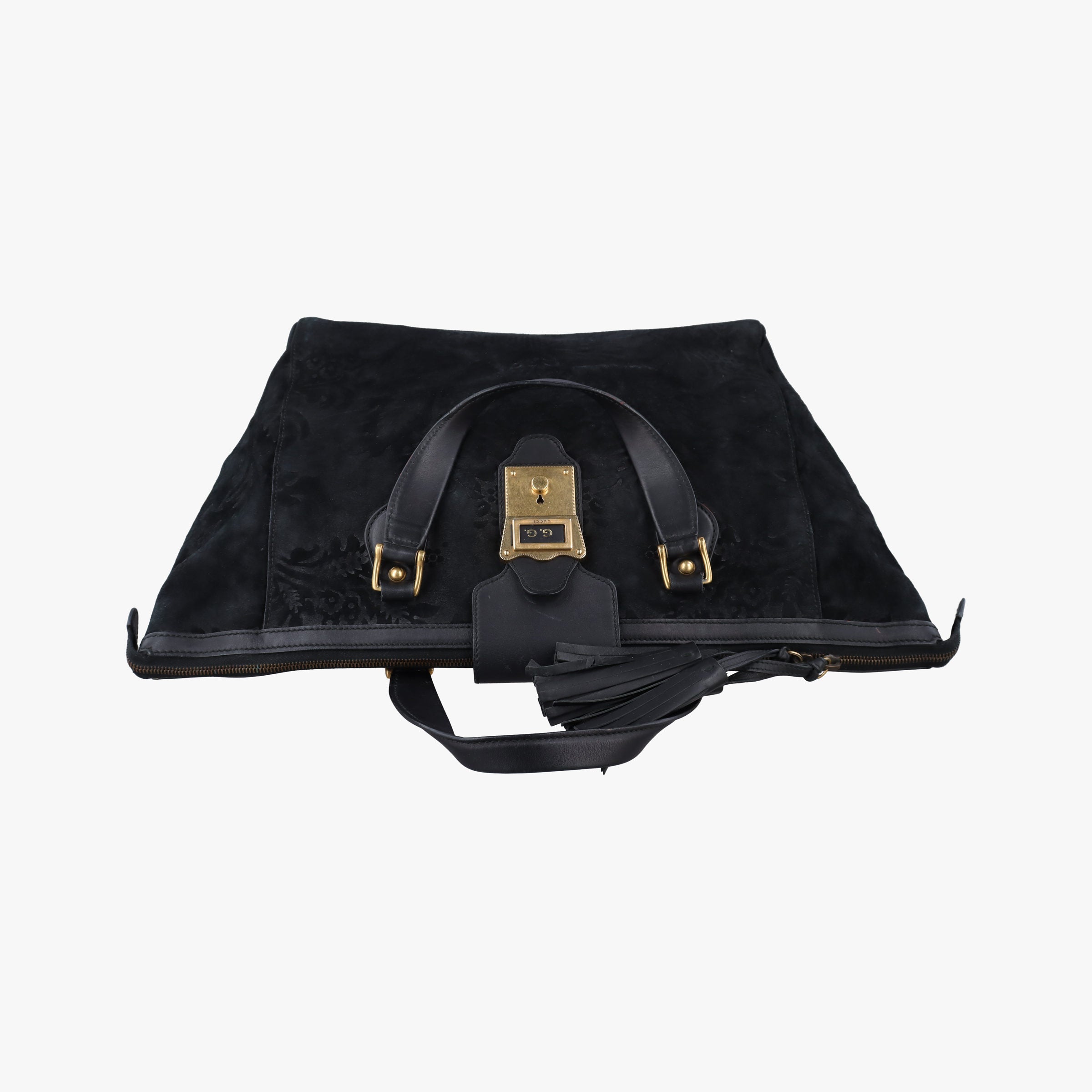 Vintage Gucci Goldmark Top Handle Black Suede 303891 handbag | stylenewstar