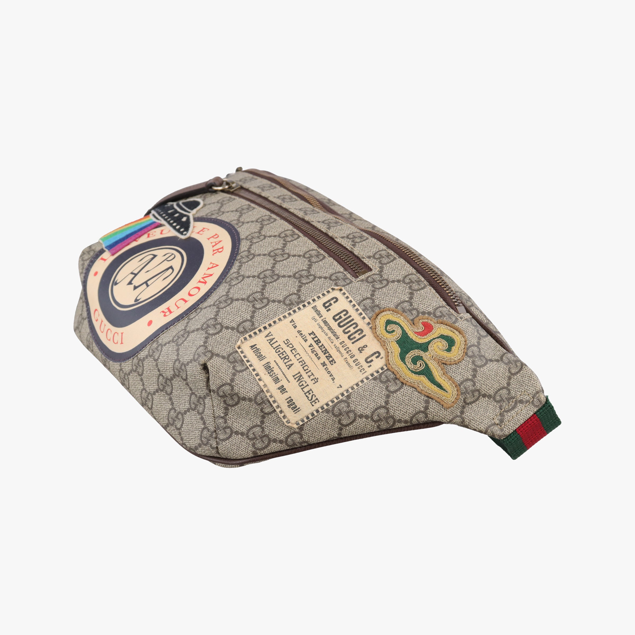Pre-owned Gucci GG Supreme Courrier beige×Multi PVC coated canvas 529711 bum bag/waist bag | stylenewstar