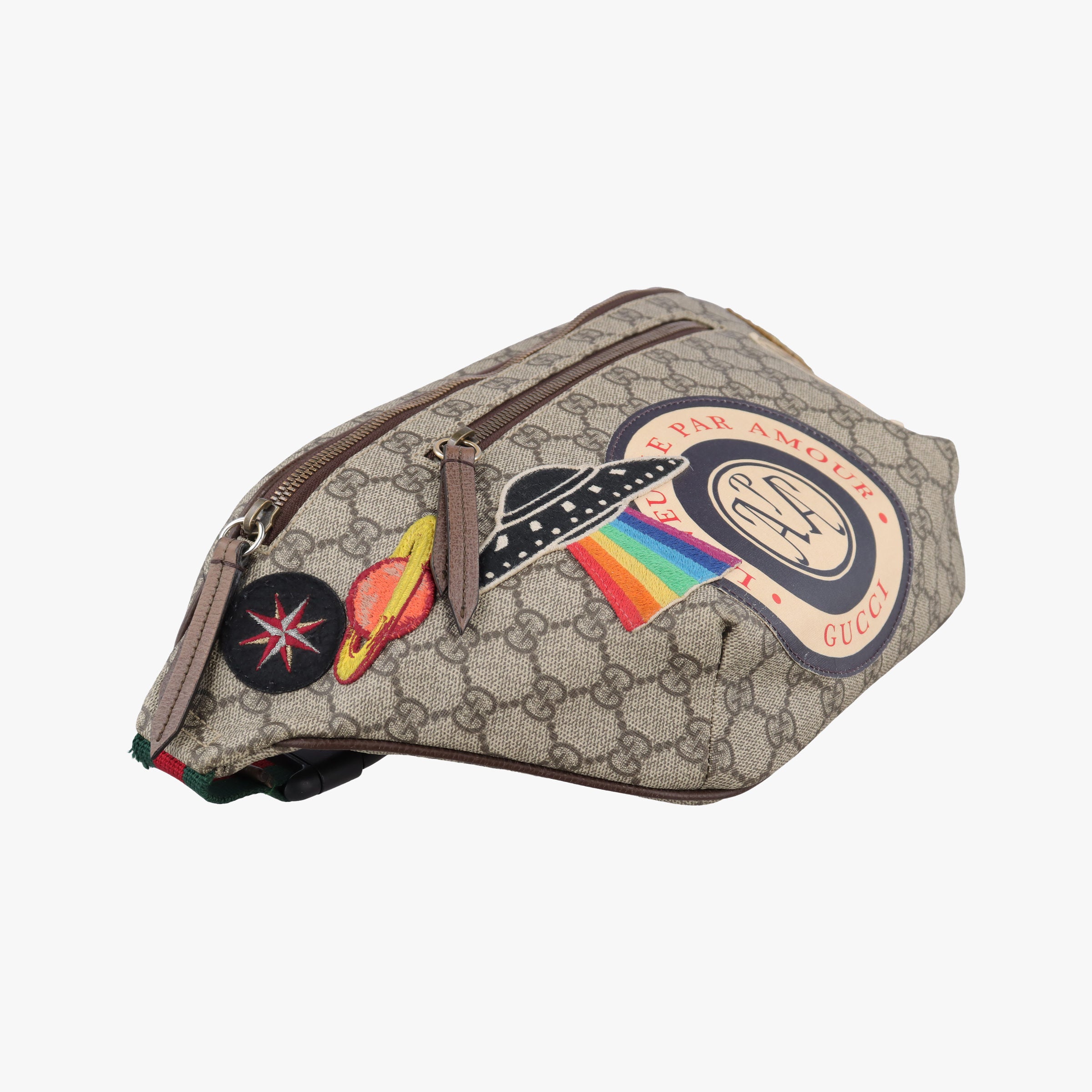 Pre-owned Gucci GG Supreme Courrier beige×Multi PVC coated canvas 529711 bum bag/waist bag | stylenewstar