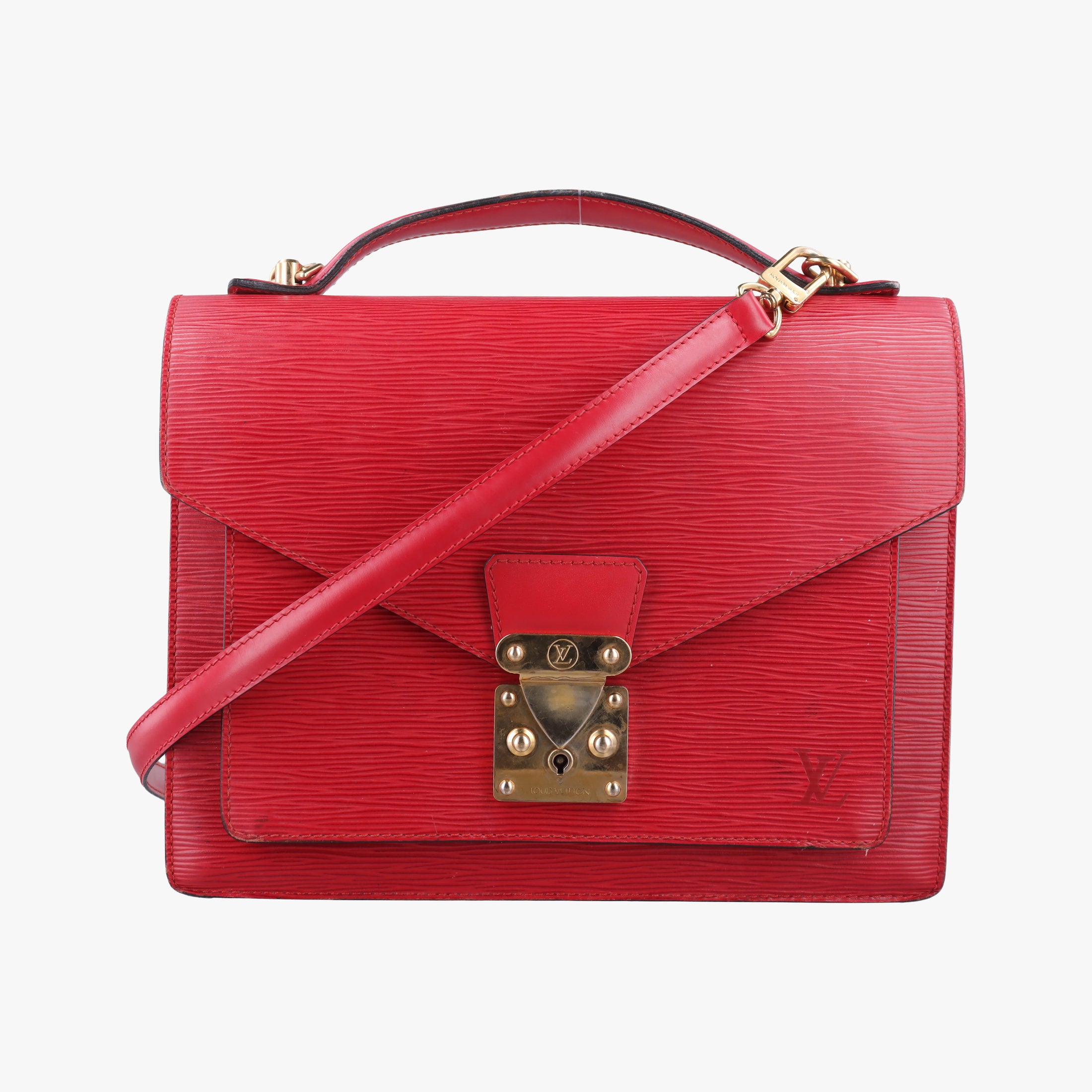 Secondhand Louis Vuitton MONCEAU Castilian Red Epi M52122 shoulderbag | stylenewstar
